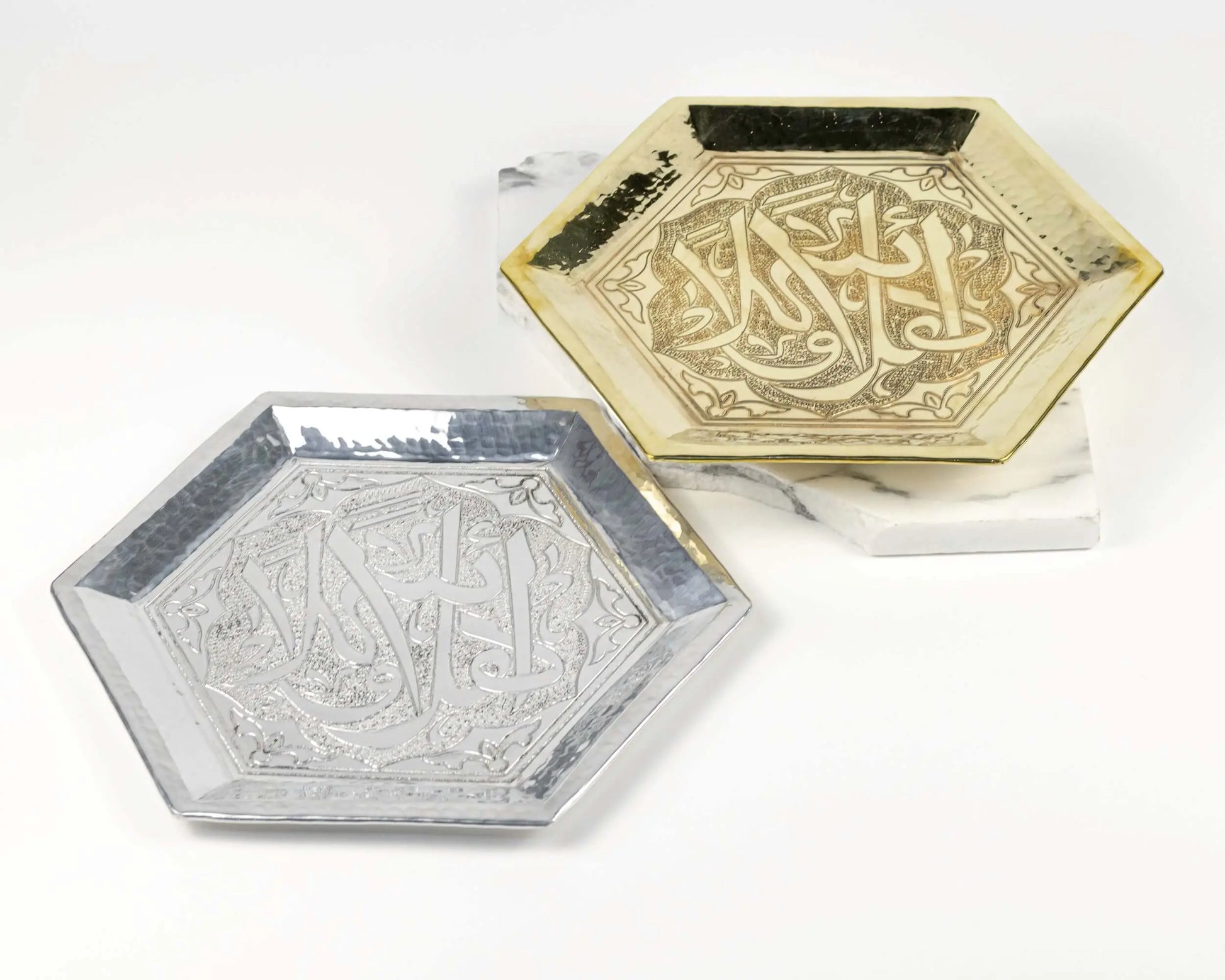 Ahla Wa Sahlan Gold Brass Hexagon Tray - Pieces SA