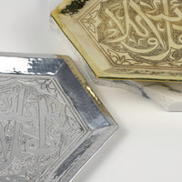 Load image into Gallery viewer, Ahla Wa Sahlan Gold Brass Hexagon Tray
