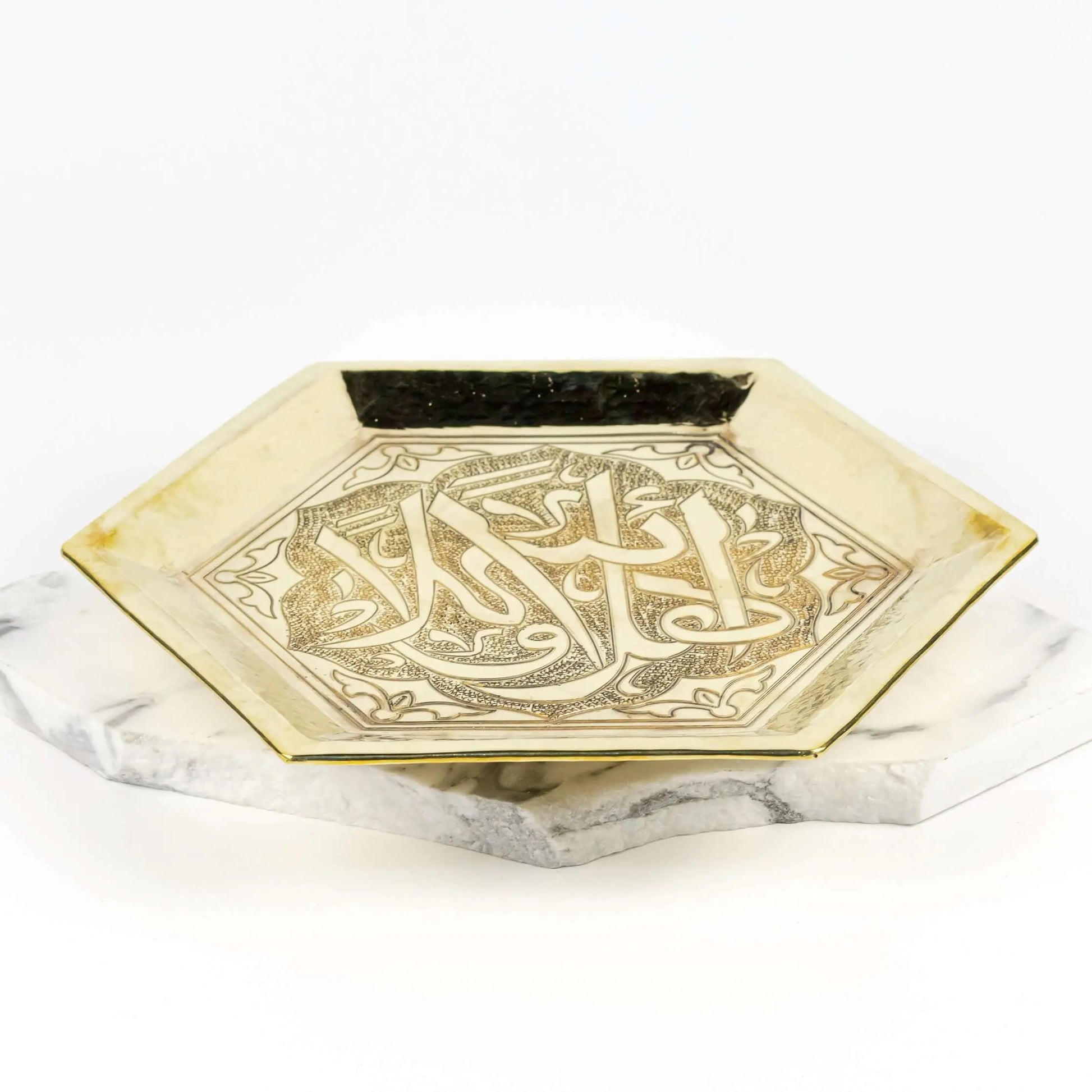 Ahla Wa Sahlan Gold Brass Hexagon Tray - Pieces SA