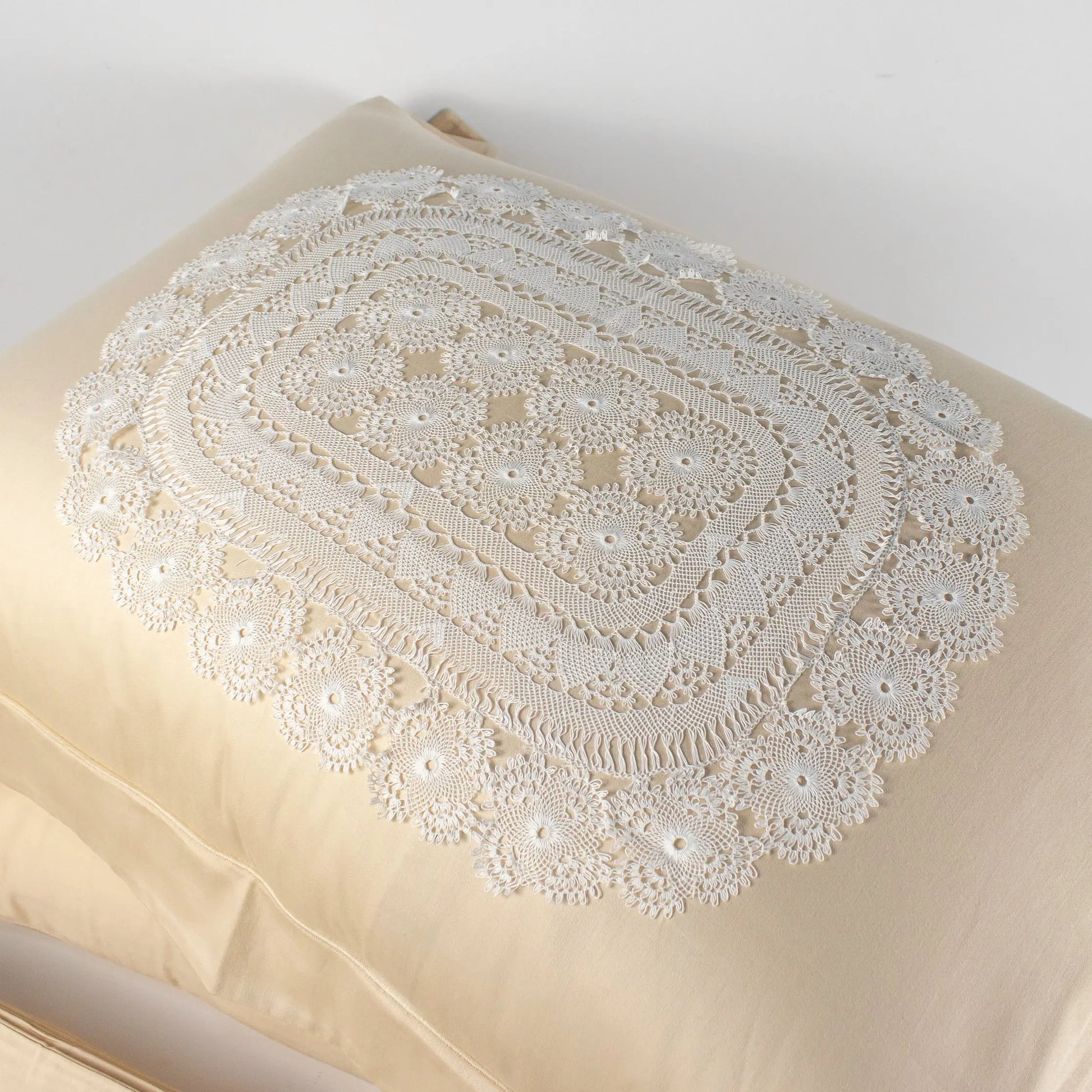 Bed Set Beige with Cream Lace - Pieces SA