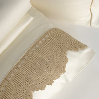 Load image into Gallery viewer, Bed Set Cream With Brown Lace
