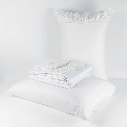 Ninette Bed Set White with White Lace - Pieces SA