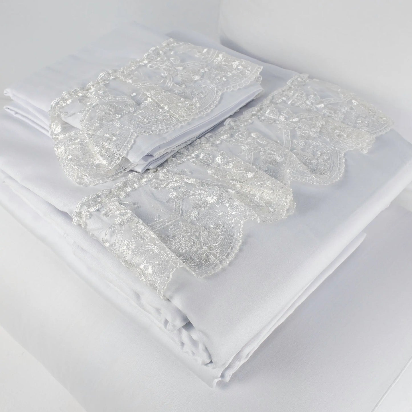 Ninette Bed Set White with White Lace - Pieces SA