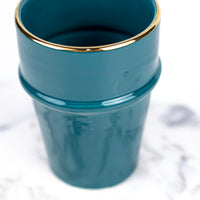 Load image into Gallery viewer, Beldi Cup Azza Plain Green Gold Ceramic
