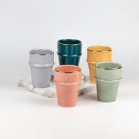 Load image into Gallery viewer, Beldi Cup Azza Plain Green Gold Ceramic
