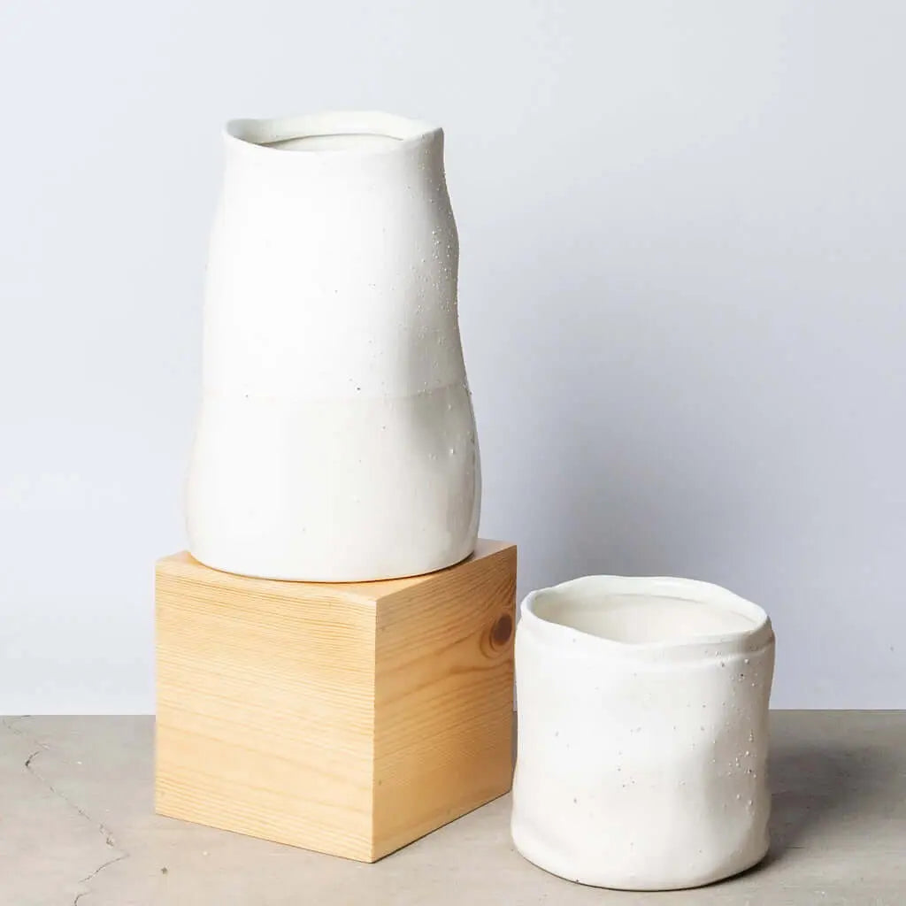 Vase Ceramic Stone White Long - Pieces SA