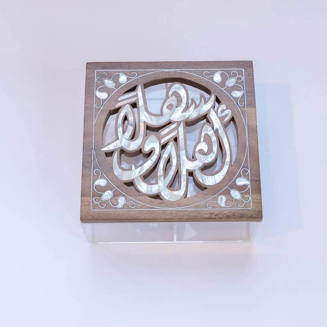 Wood with Sadaf Engraved Plexi Box - Medium - Pieces SA