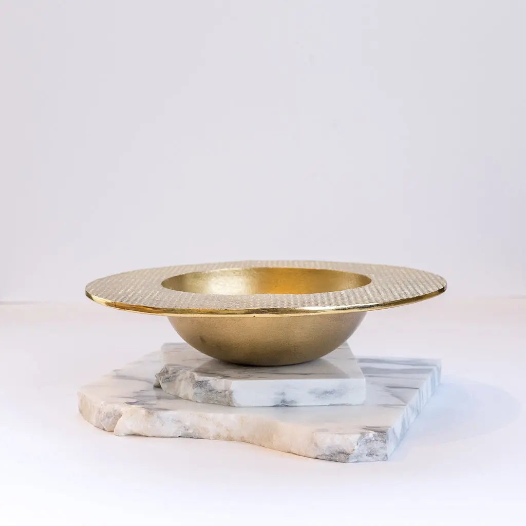 Bowl Hammered Rim Brass Gold Devi