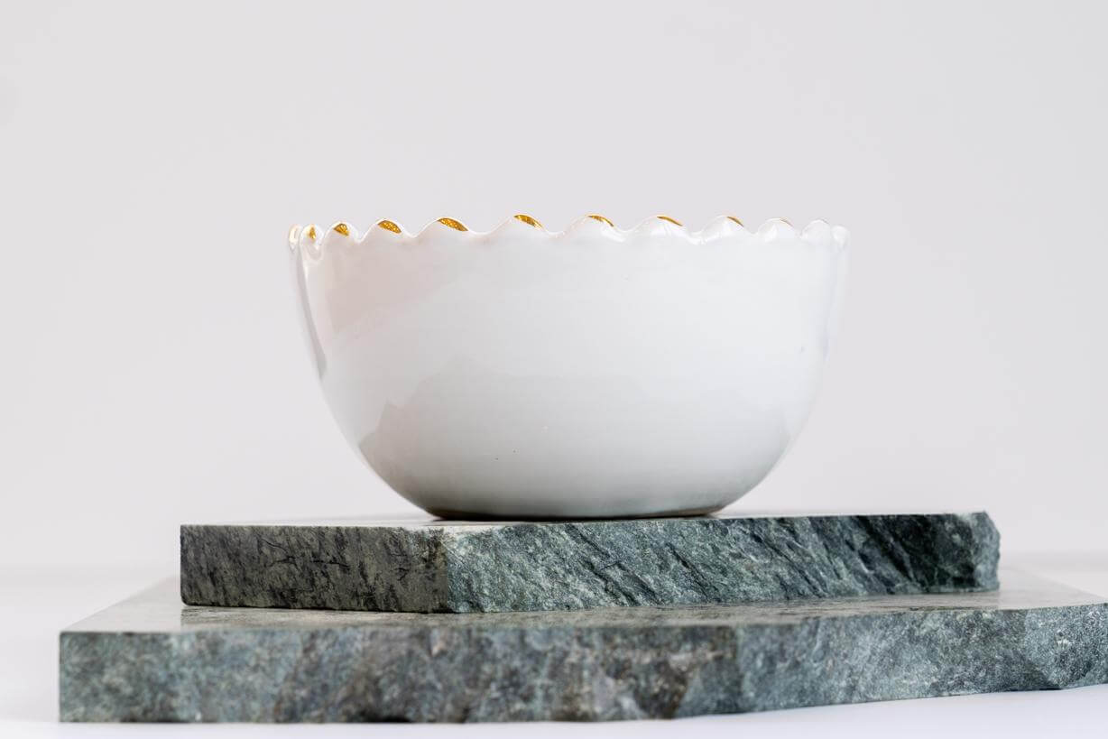 Small Bowl Tazza White Gold Ceramic - Pieces SA