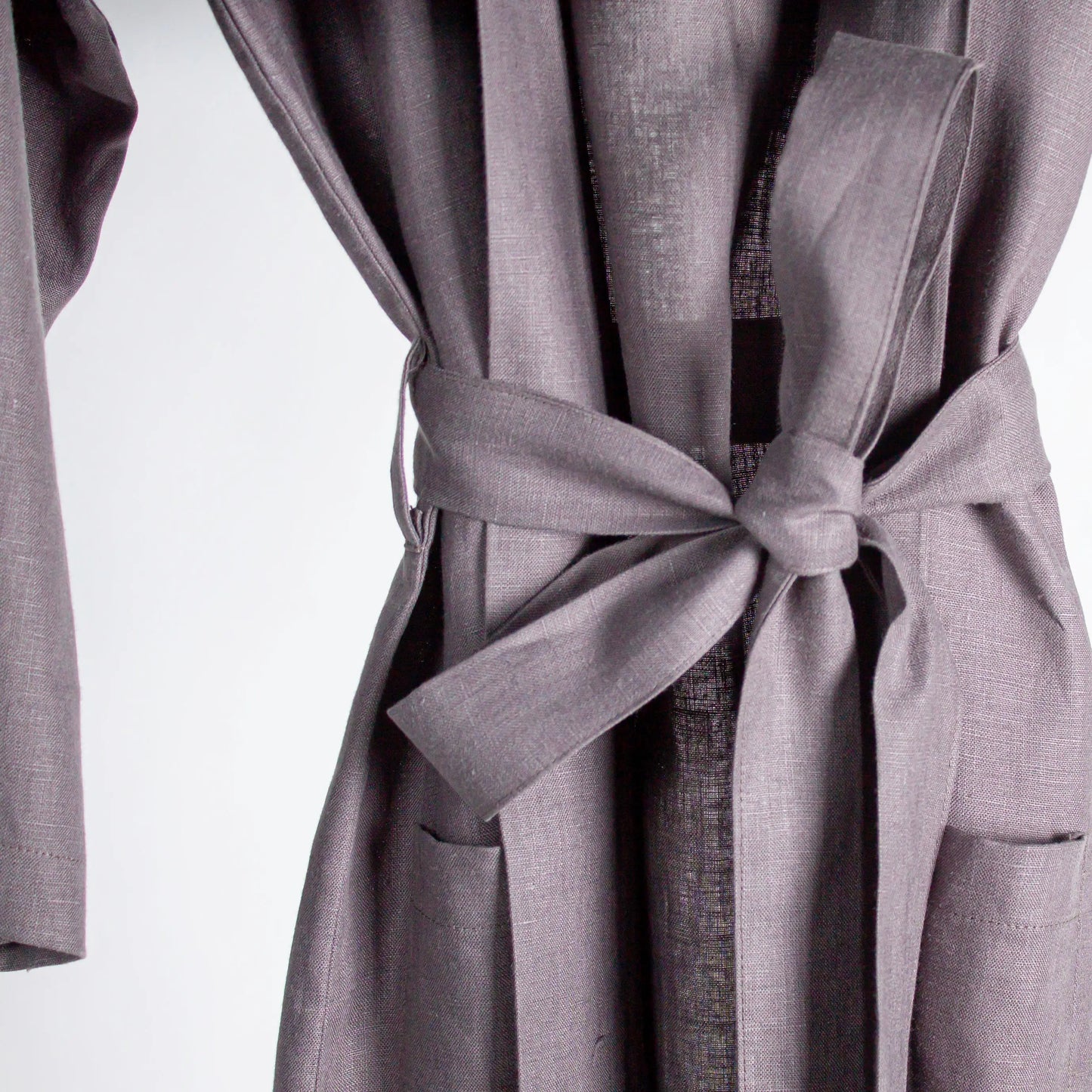 Robe Linen Charcoal Black Long Dantell