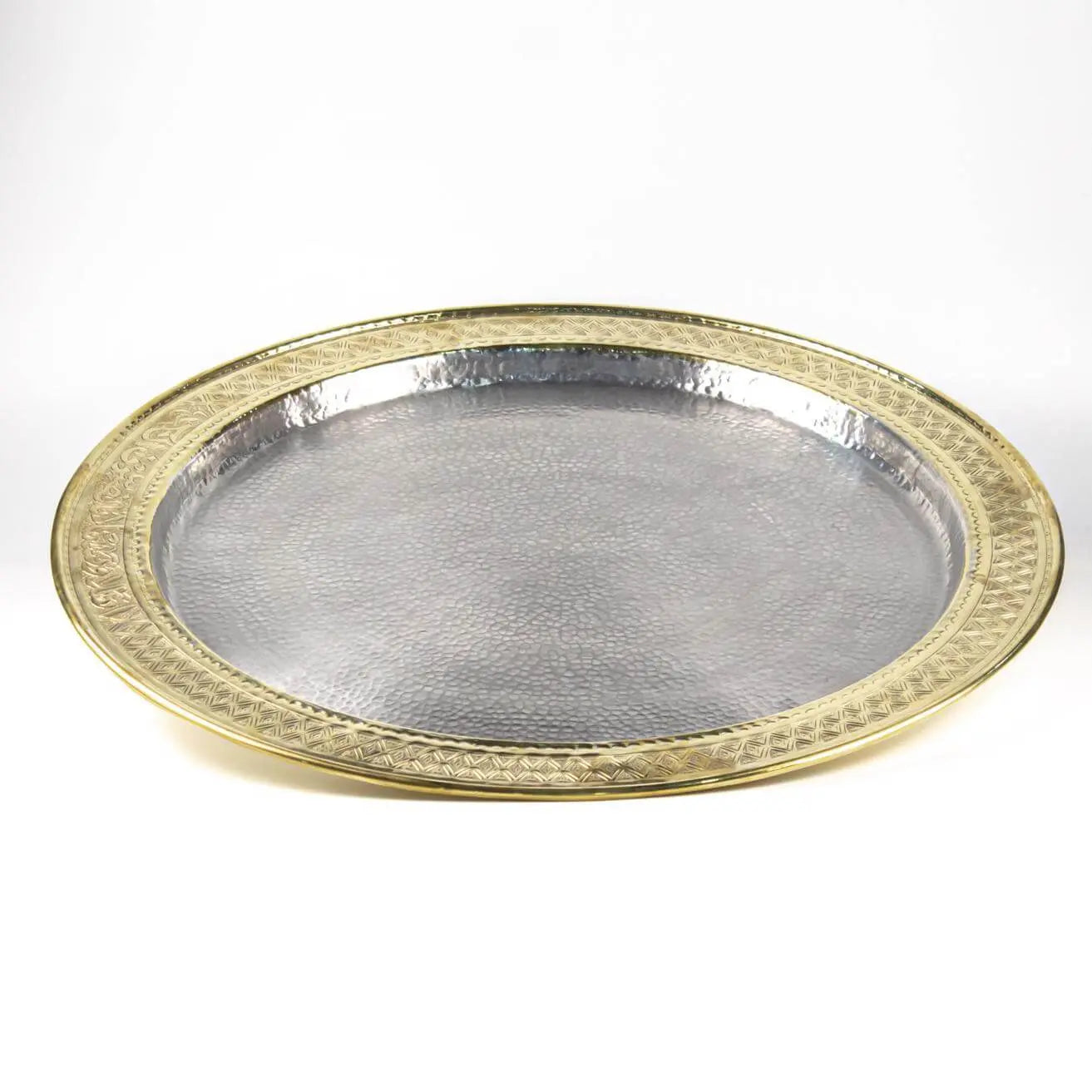 Gold & Silver Arabic Engraved Tray Round - Pieces SA