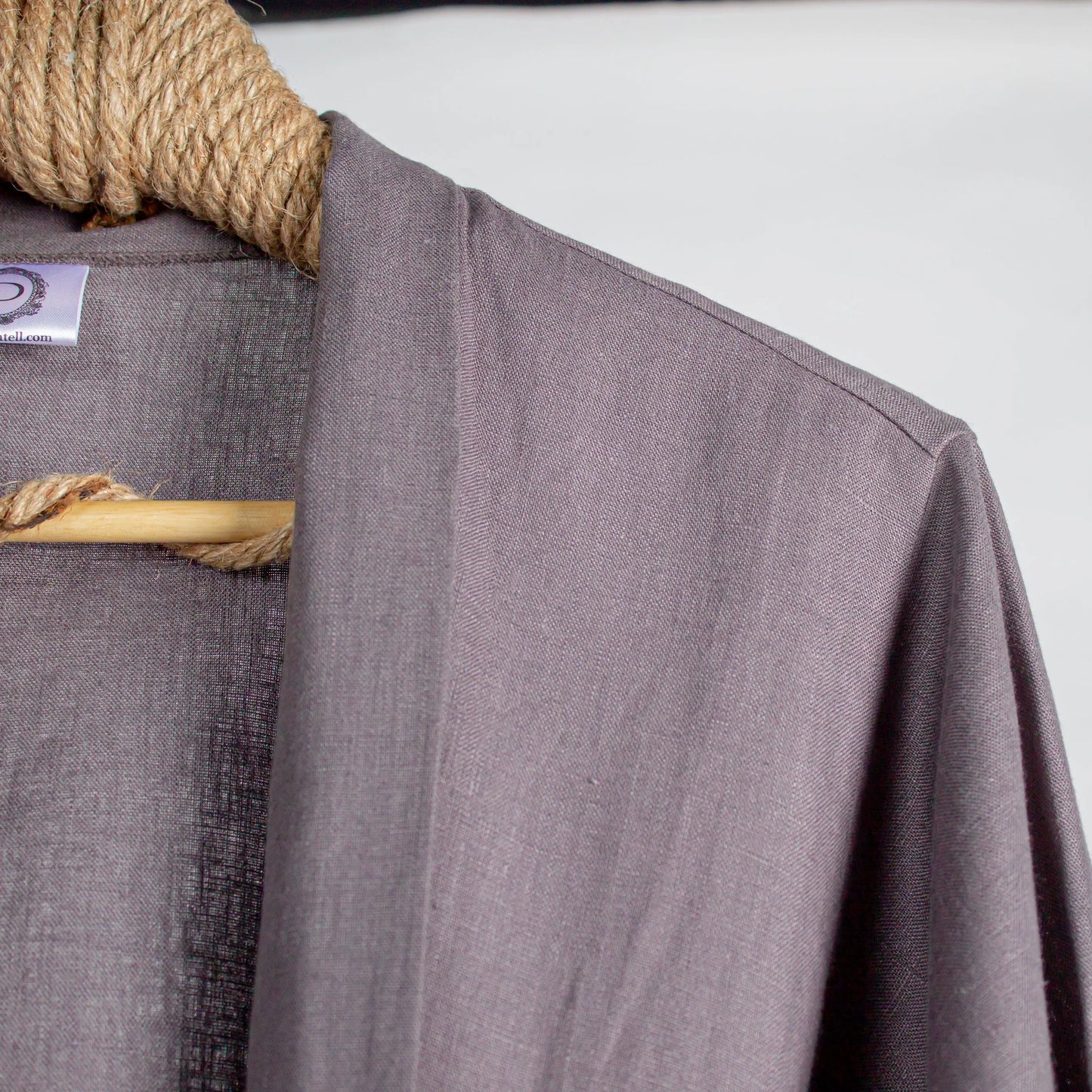Robe Linen Charcoal Black Long Dantell