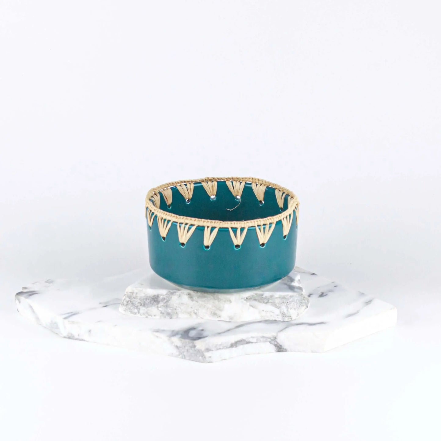 Raffia Bowl Dark Green Ceramic - Small - Pieces SA