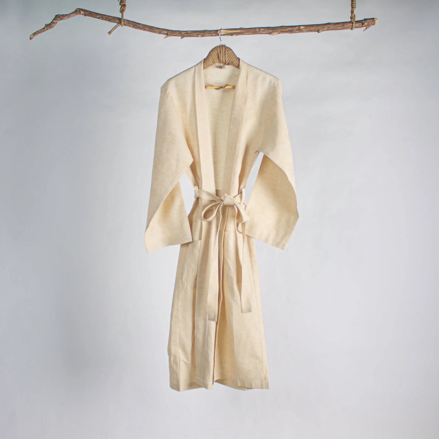 Robe Linen Beige Long - Pieces SA