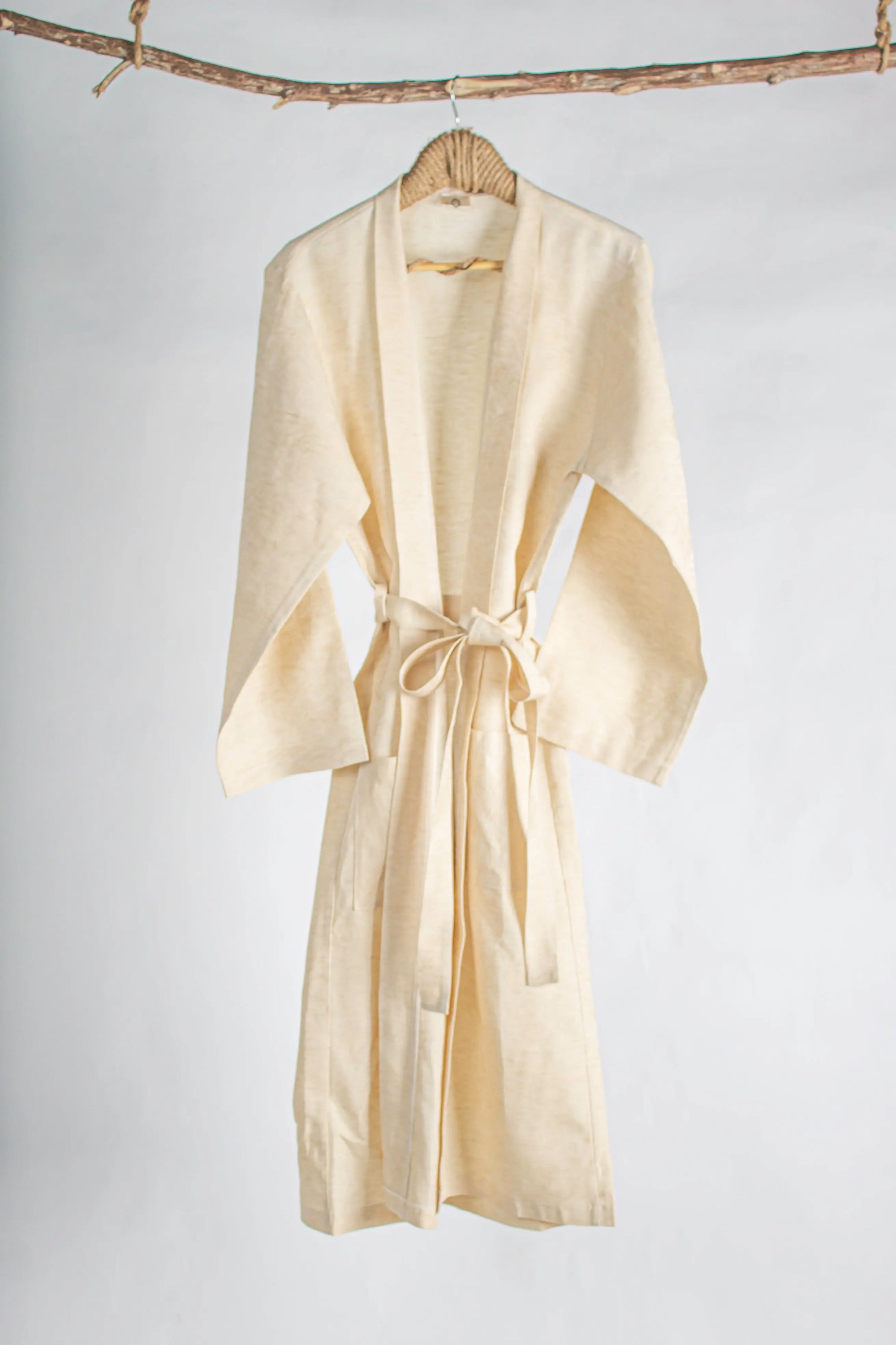 Robe Linen Beige Long - Pieces SA