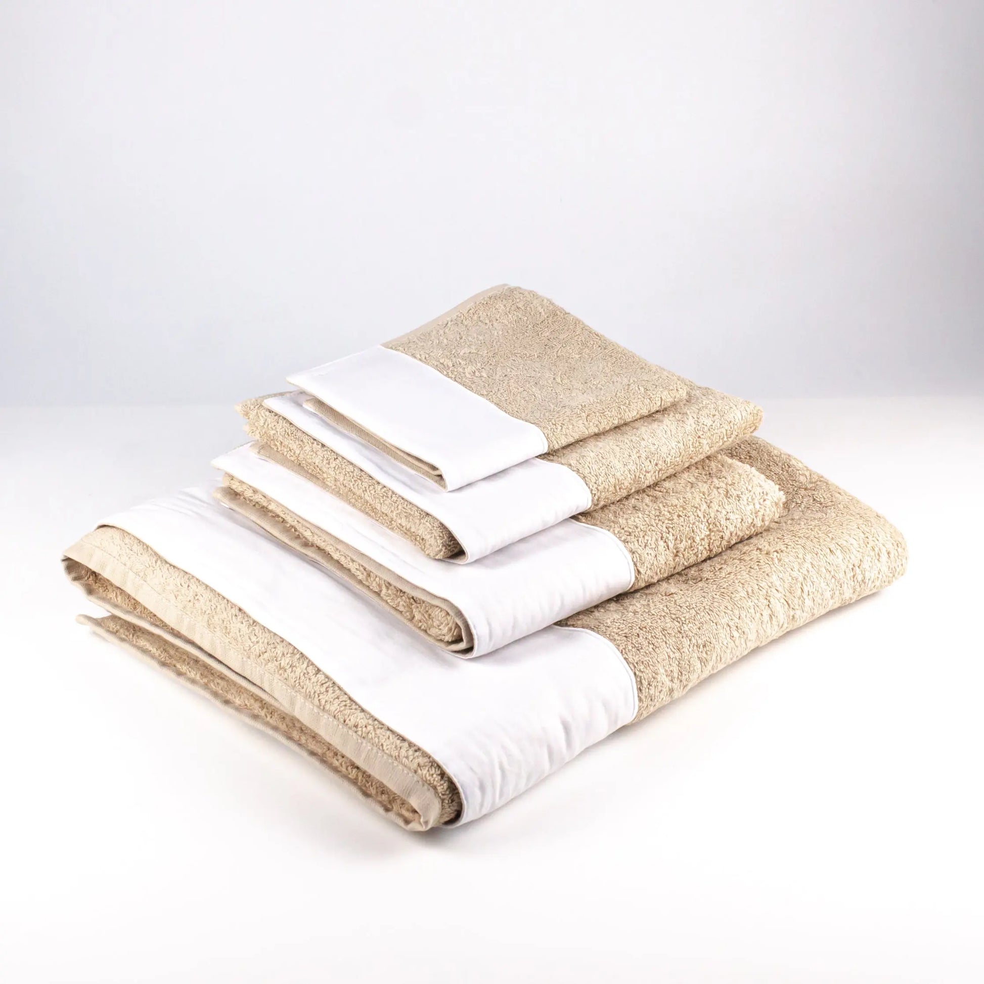 Towel Set Beige White Satin - Pieces SA