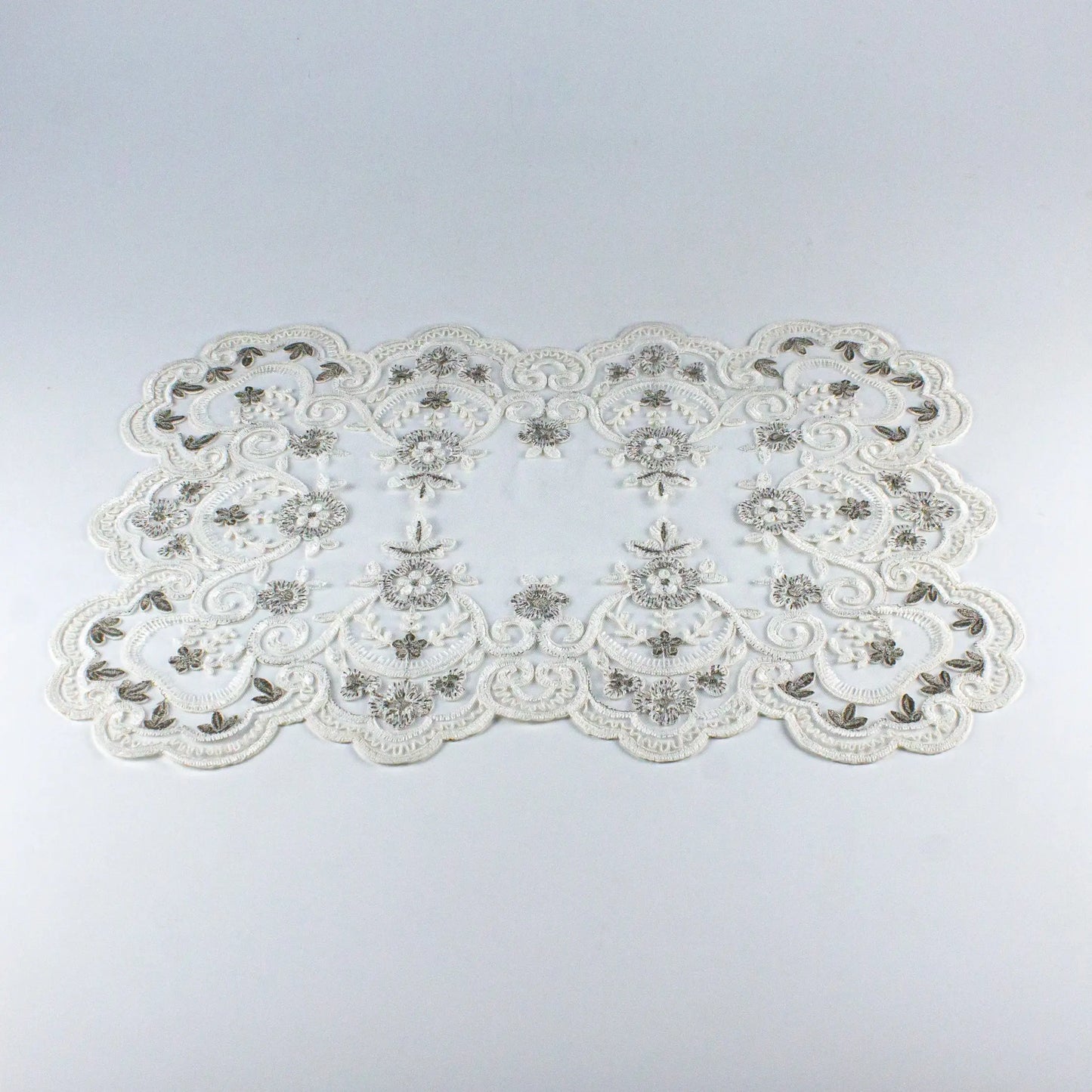 Tray Cloth Net Lace Rectangular Silver - Pieces SA