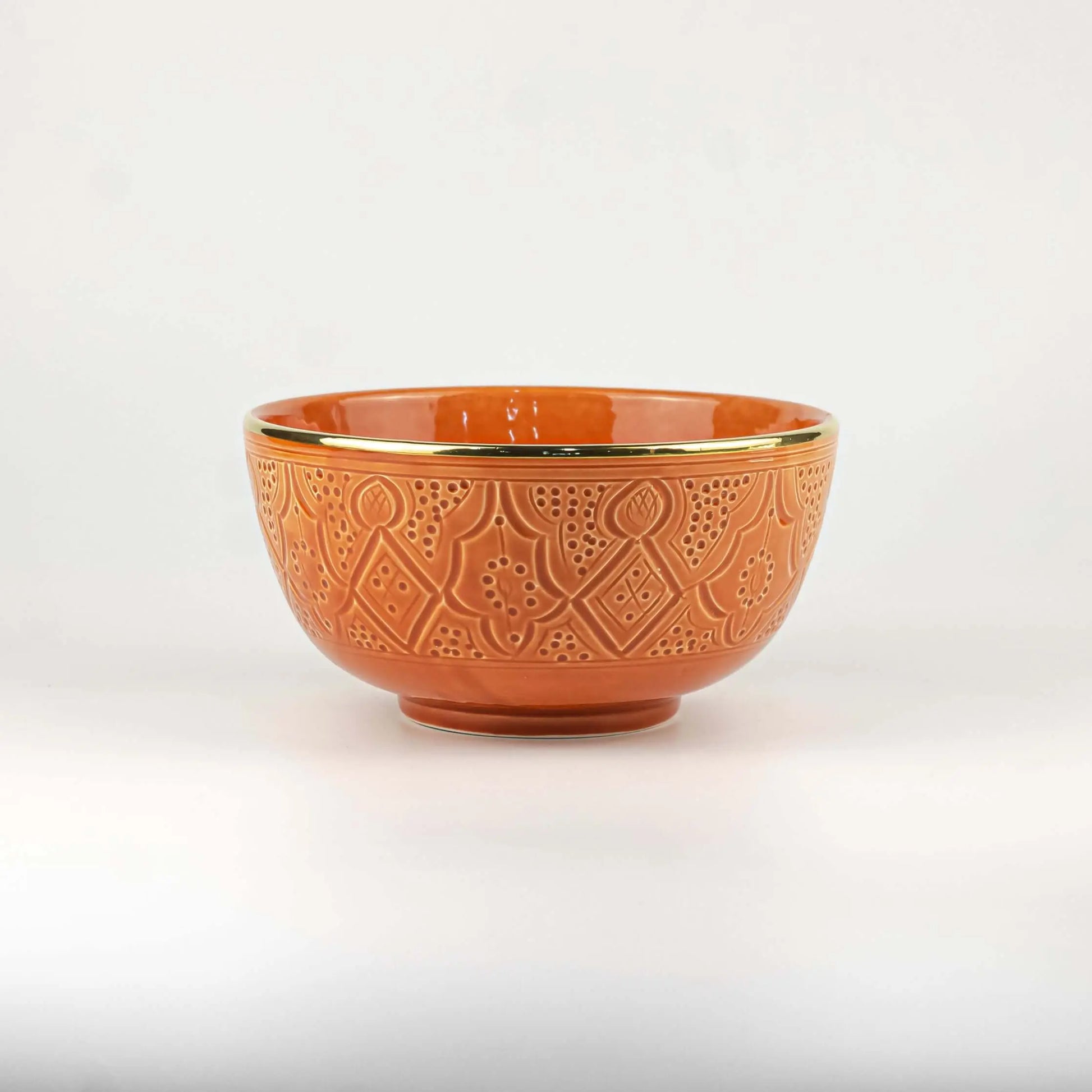 Engraved Bowl Gold Marsala Ceramic - Pieces SA