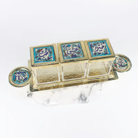 Load image into Gallery viewer, 3 Acrylic Boxes And Tray with Brass Ichani Tops
