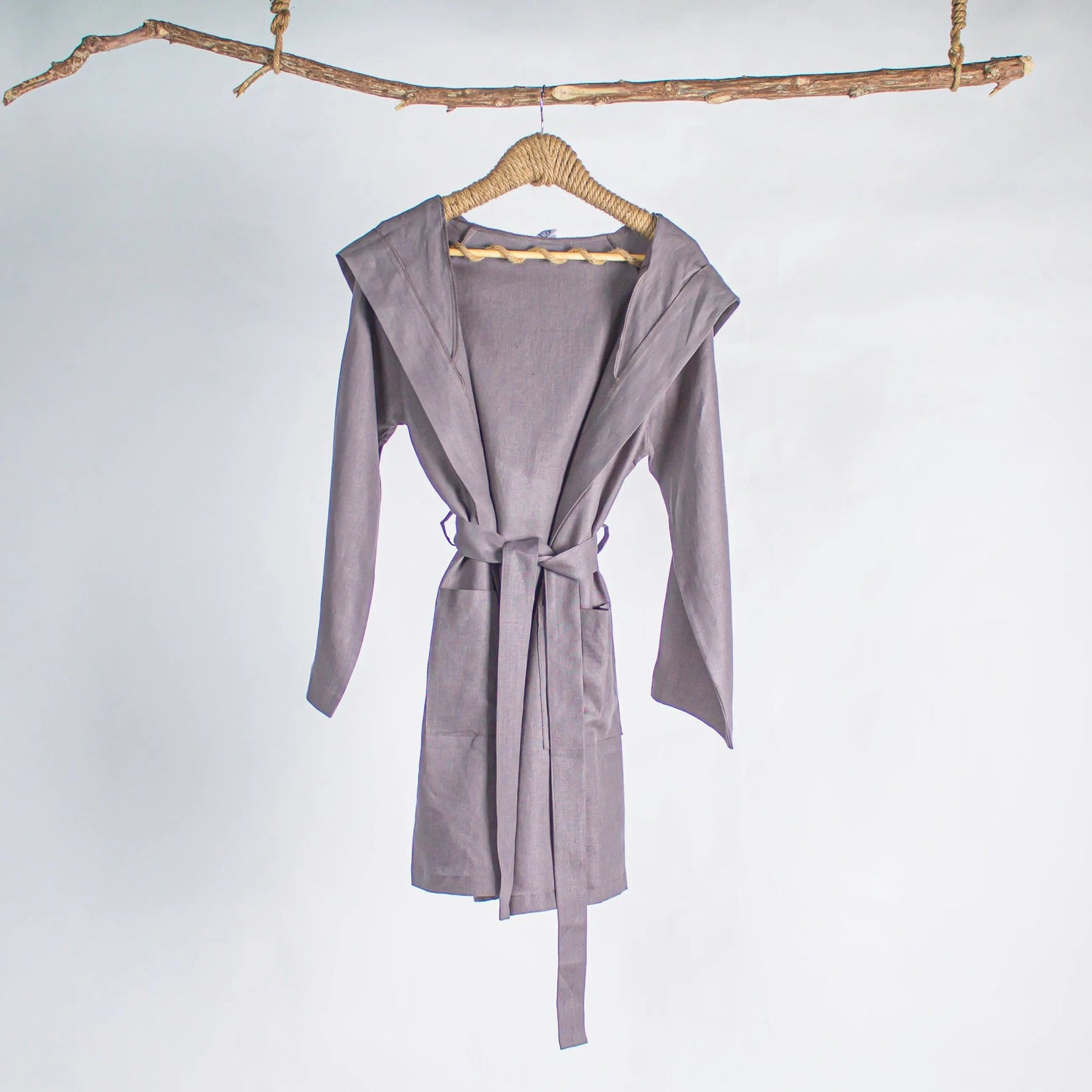 Robe Linen Charcoal Black Short - Pieces SA