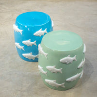 Load image into Gallery viewer, Fishes Stool Blue Designed Furniture Pieces 
