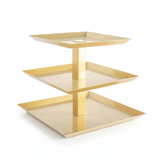 3 Layer Cake Stand Square Gold Lebanese Design
