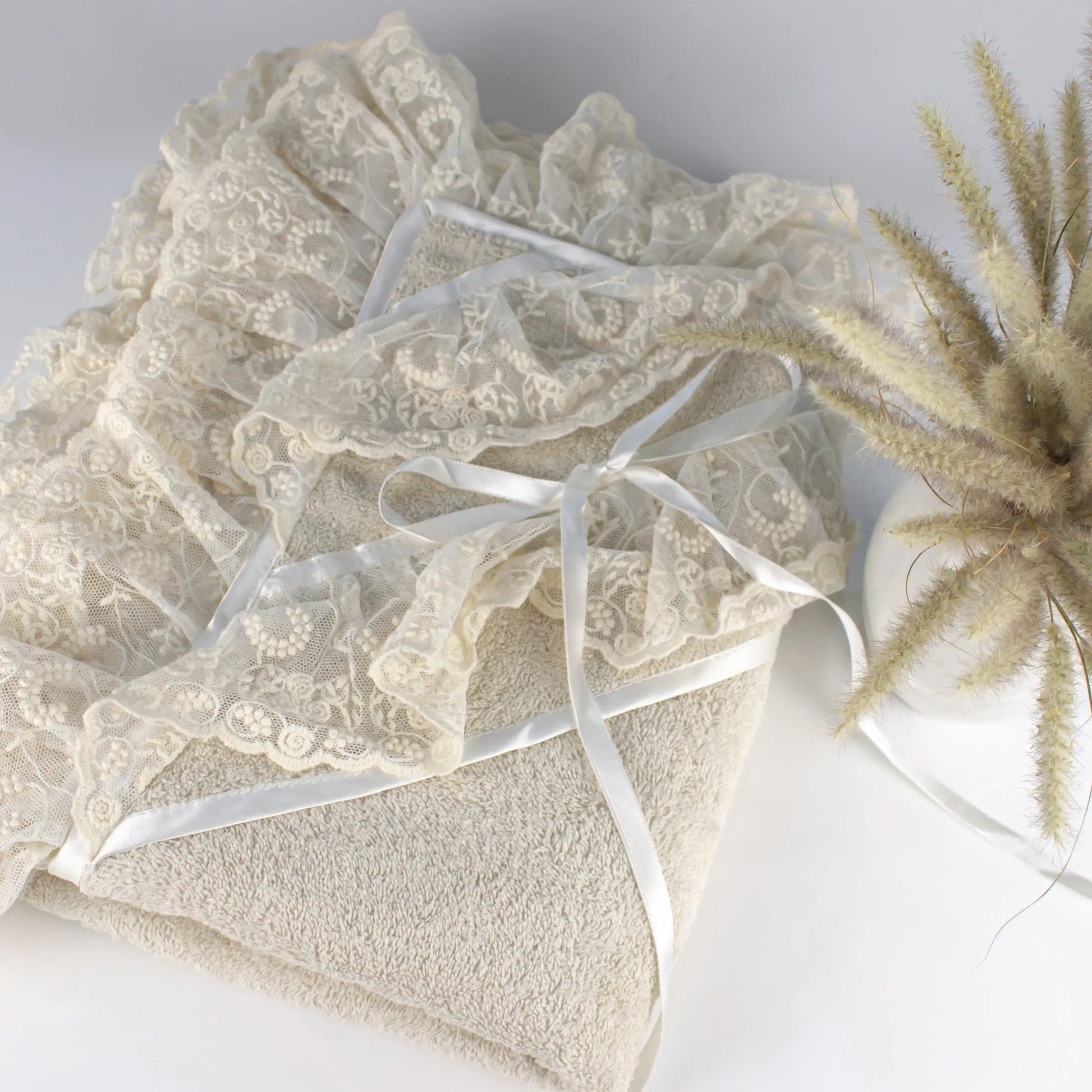 Baby Towel Lace Frame Beige - Pieces SA