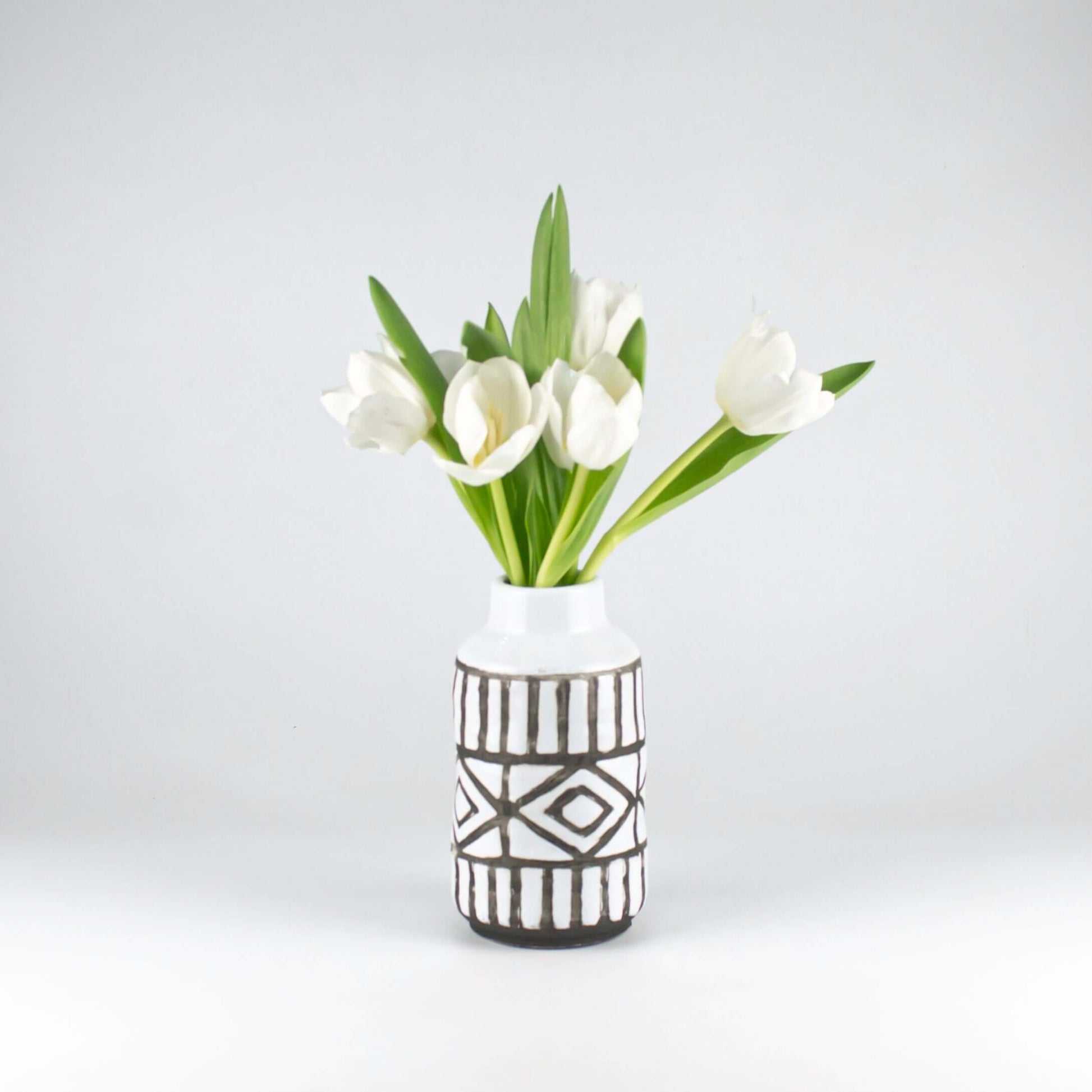 Vase Ceramic White Black Small - Pieces SA