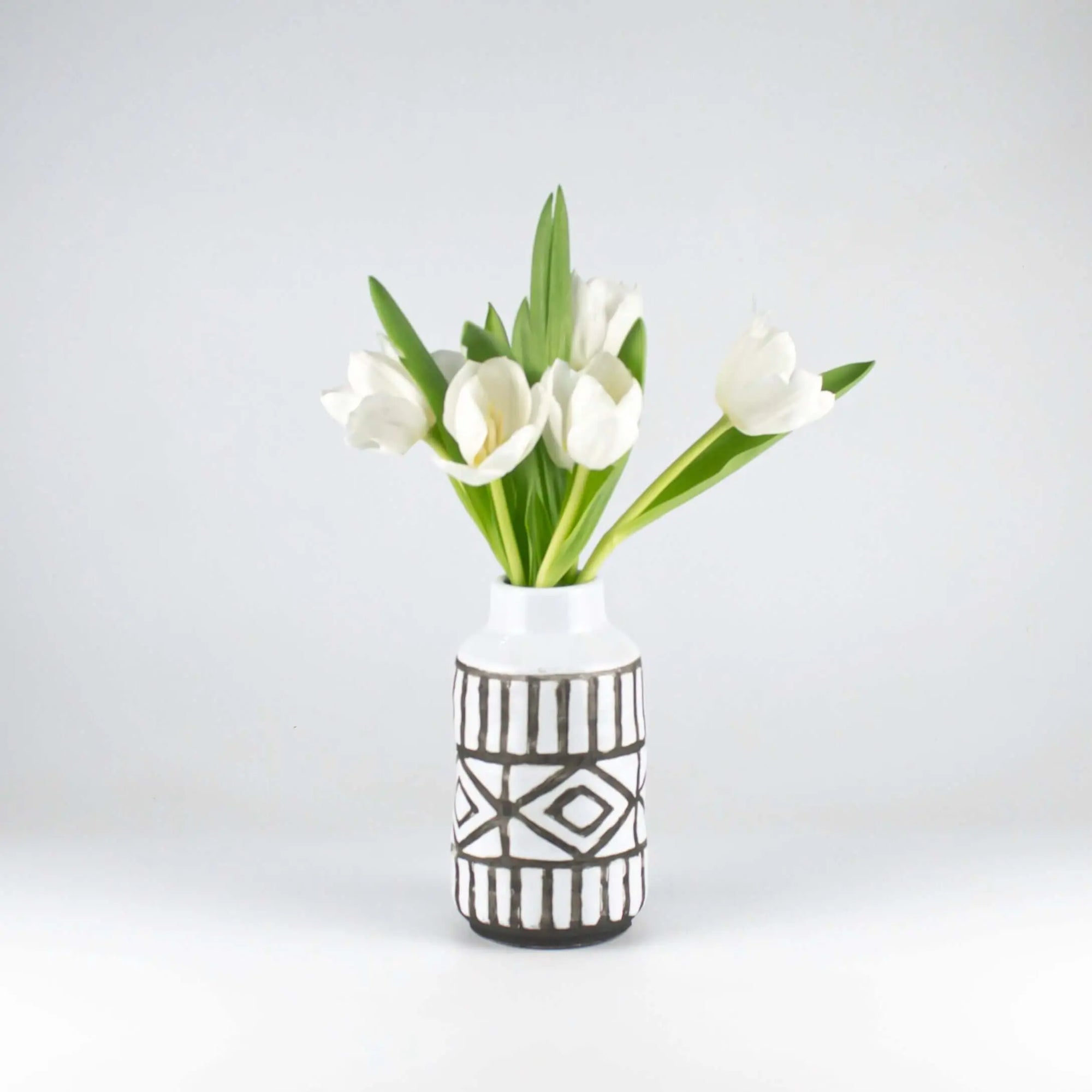 Vase Ceramic White Black Small - Pieces SA