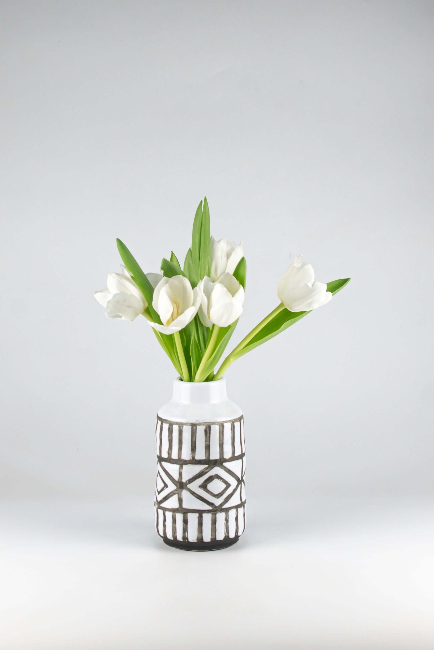 Vase Ceramic White Black Small - Pieces SA