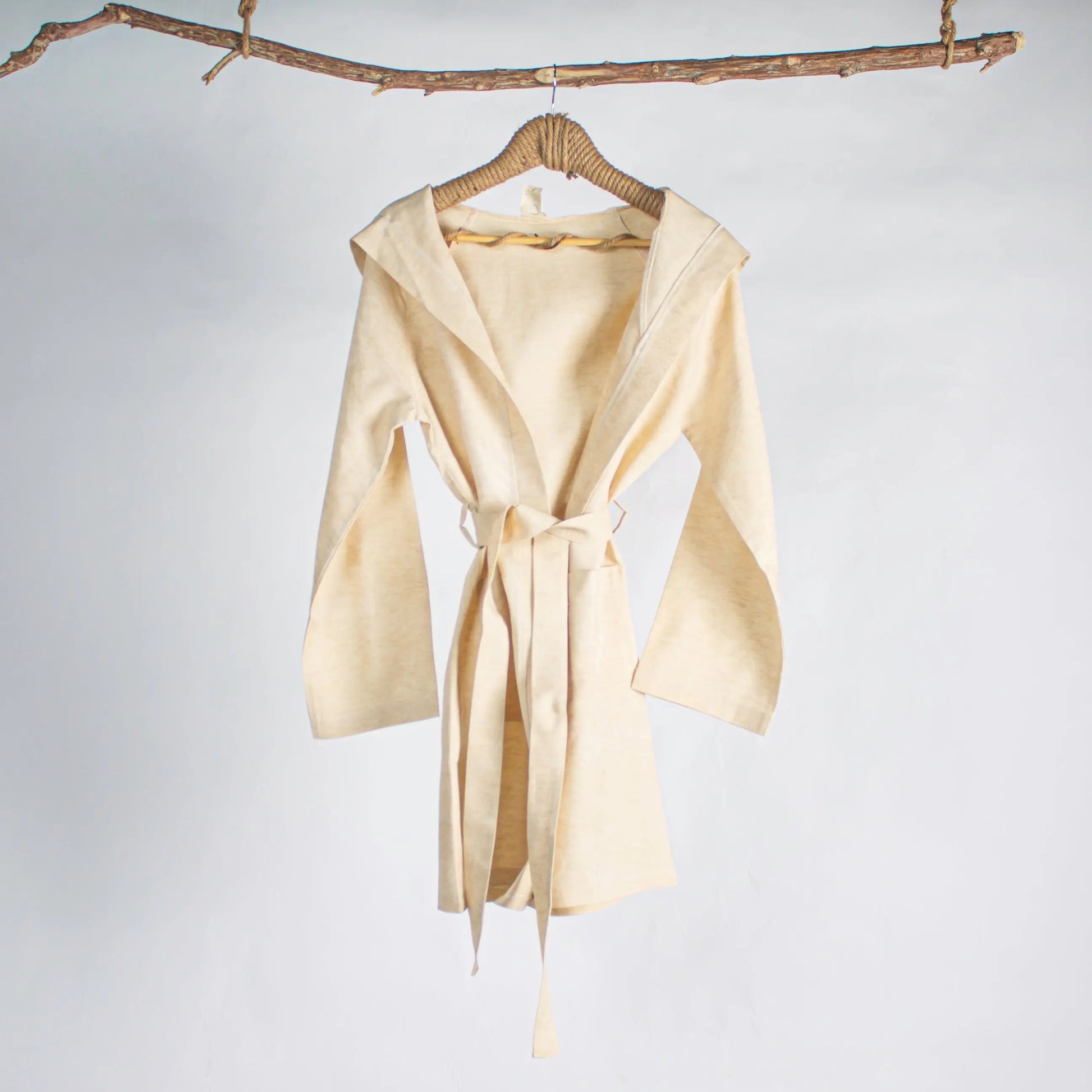 Robe Linen Beige Short - Pieces SA