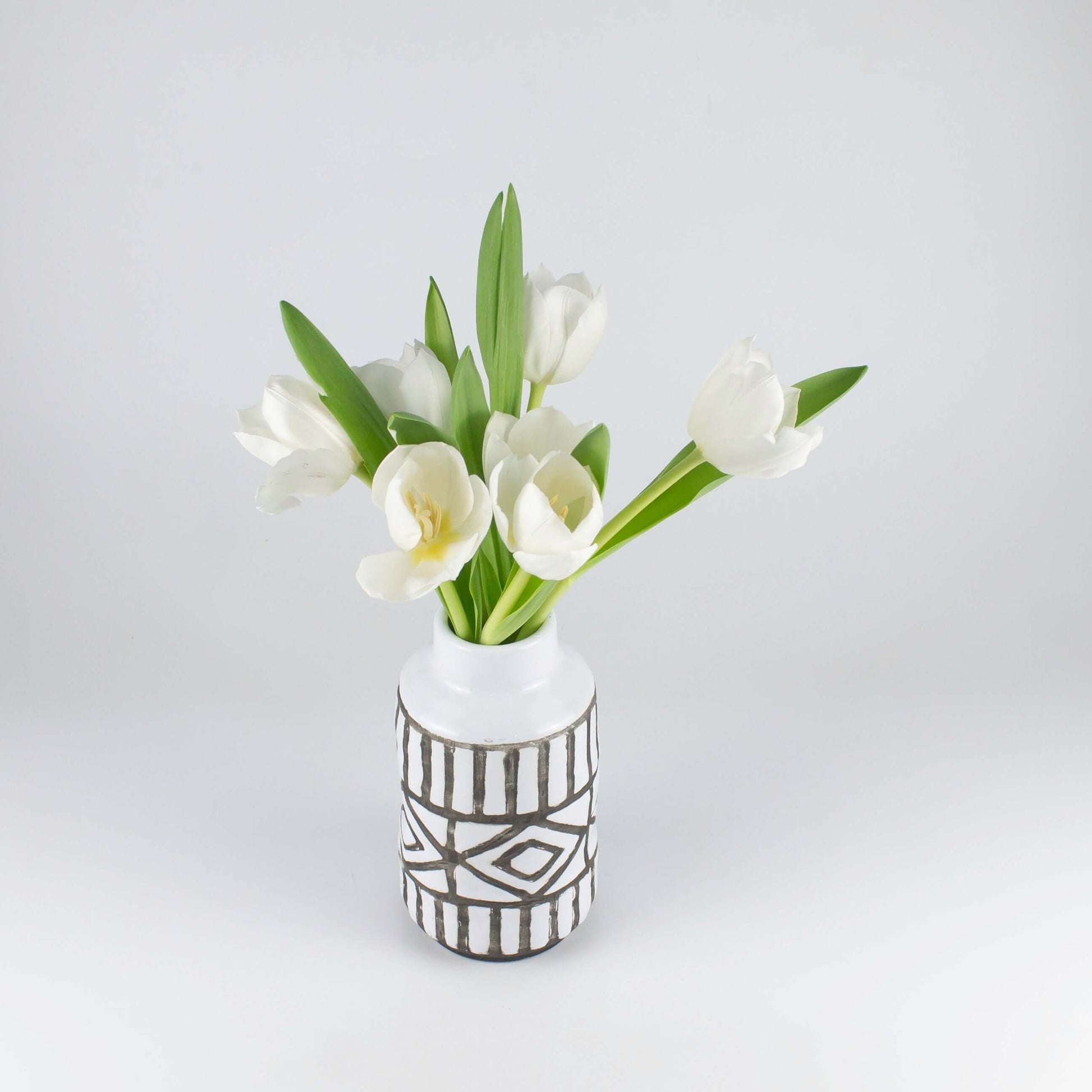 Vase Ceramic White Black Small - Pieces SA