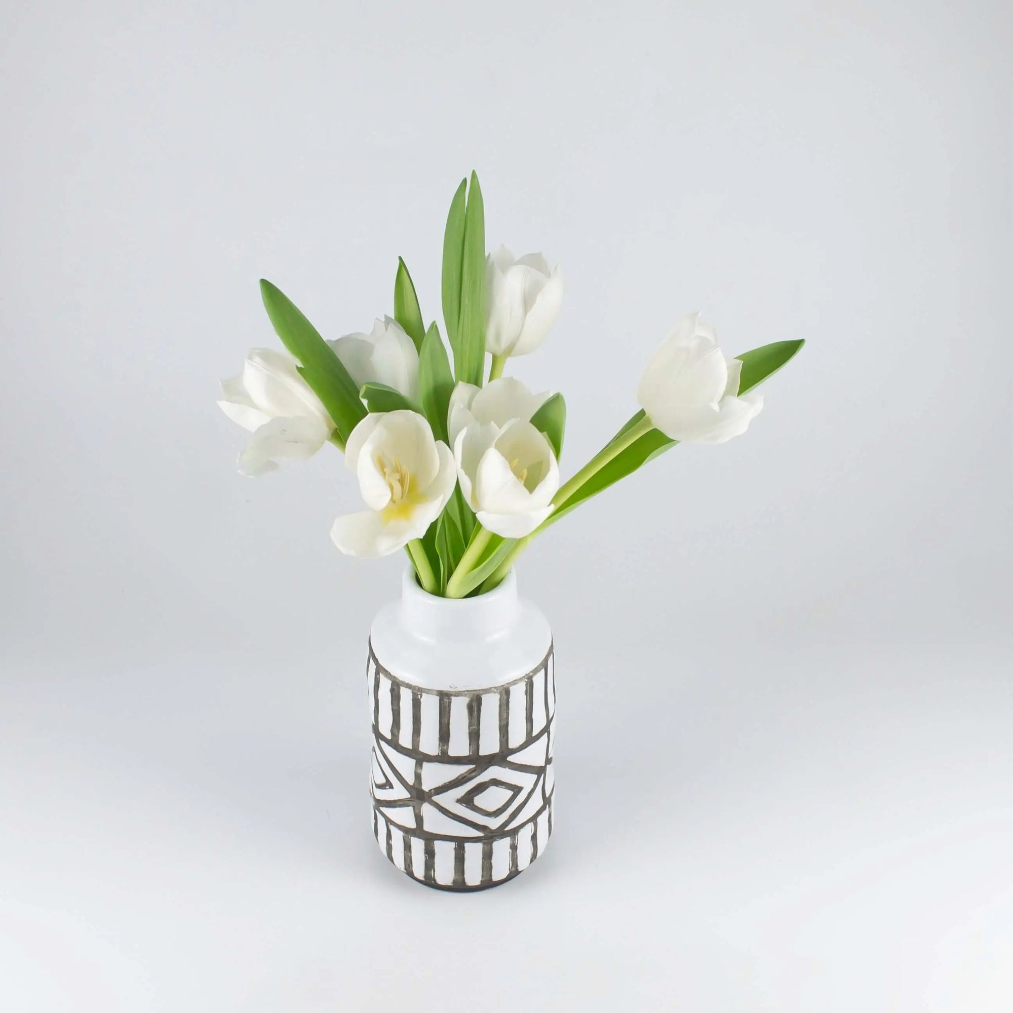 Vase Ceramic White Black Small - Pieces SA