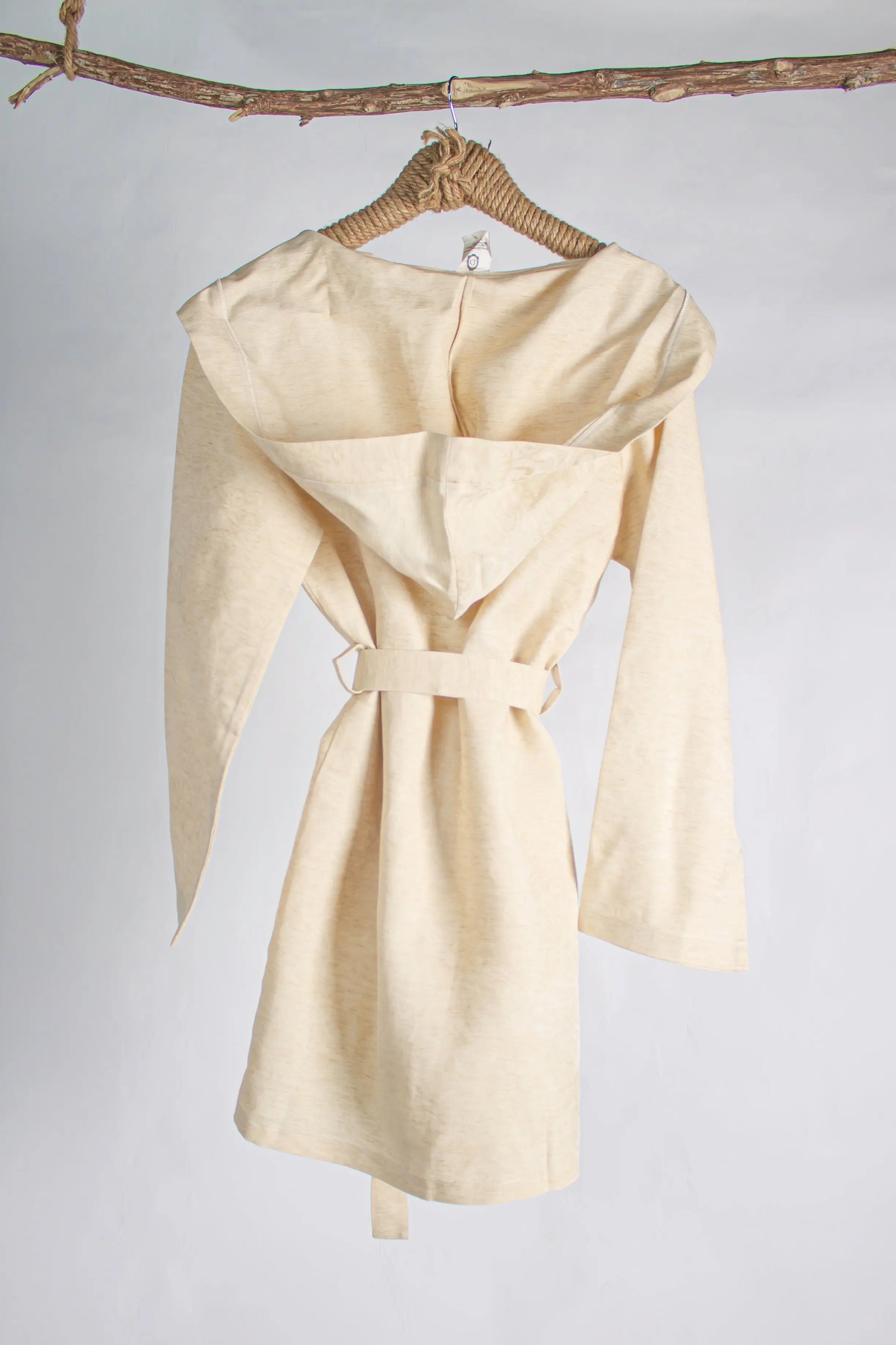 Robe Linen Beige Short - Pieces SA