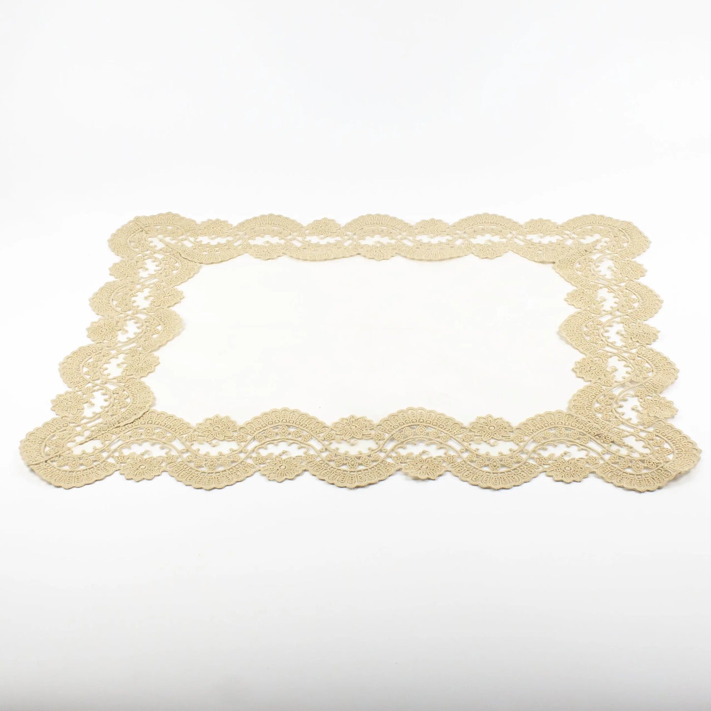 Linen Tray Cloth White with Cream Lace - Pieces SA