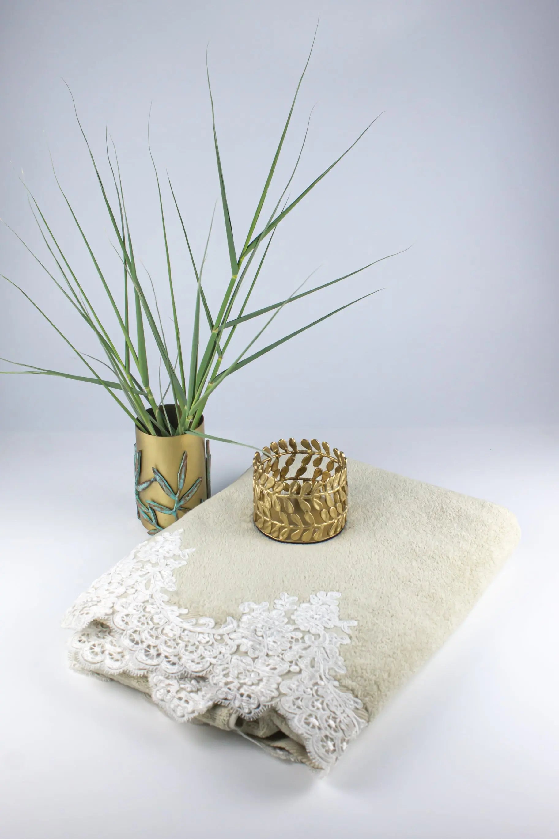 Bath Towel Beige with Spring Lace - Pieces SA