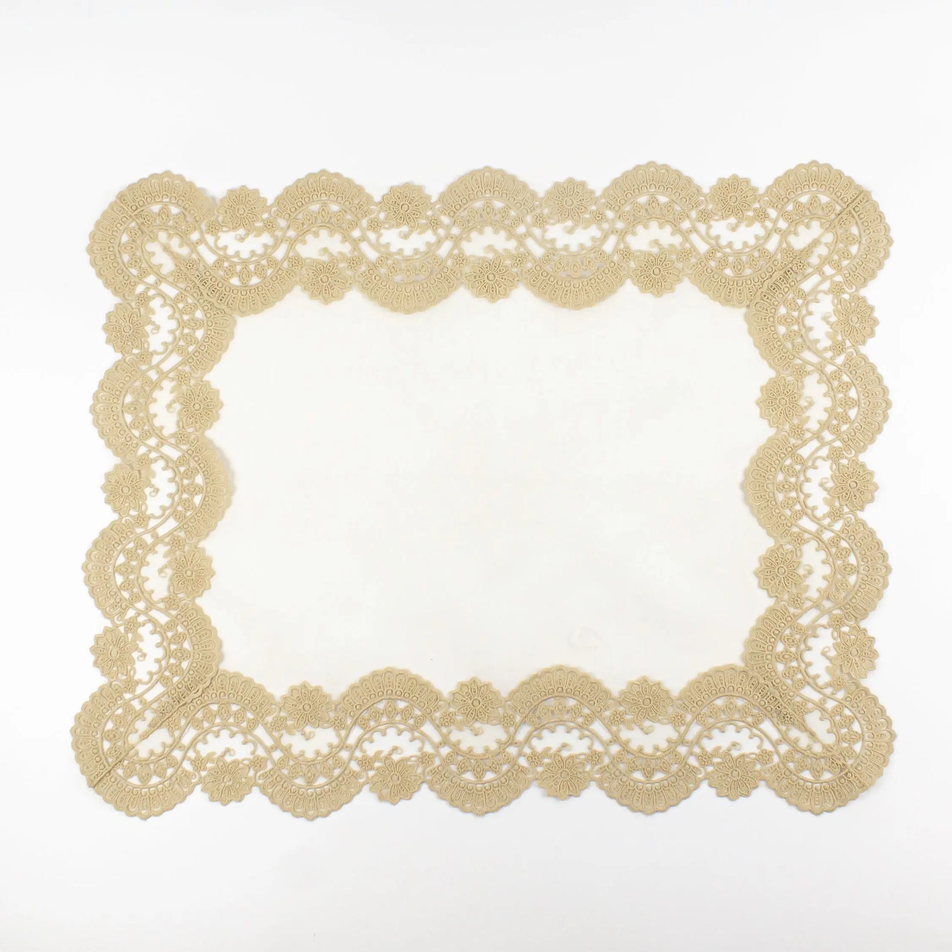 Linen Tray Cloth White with Cream Lace - Pieces SA