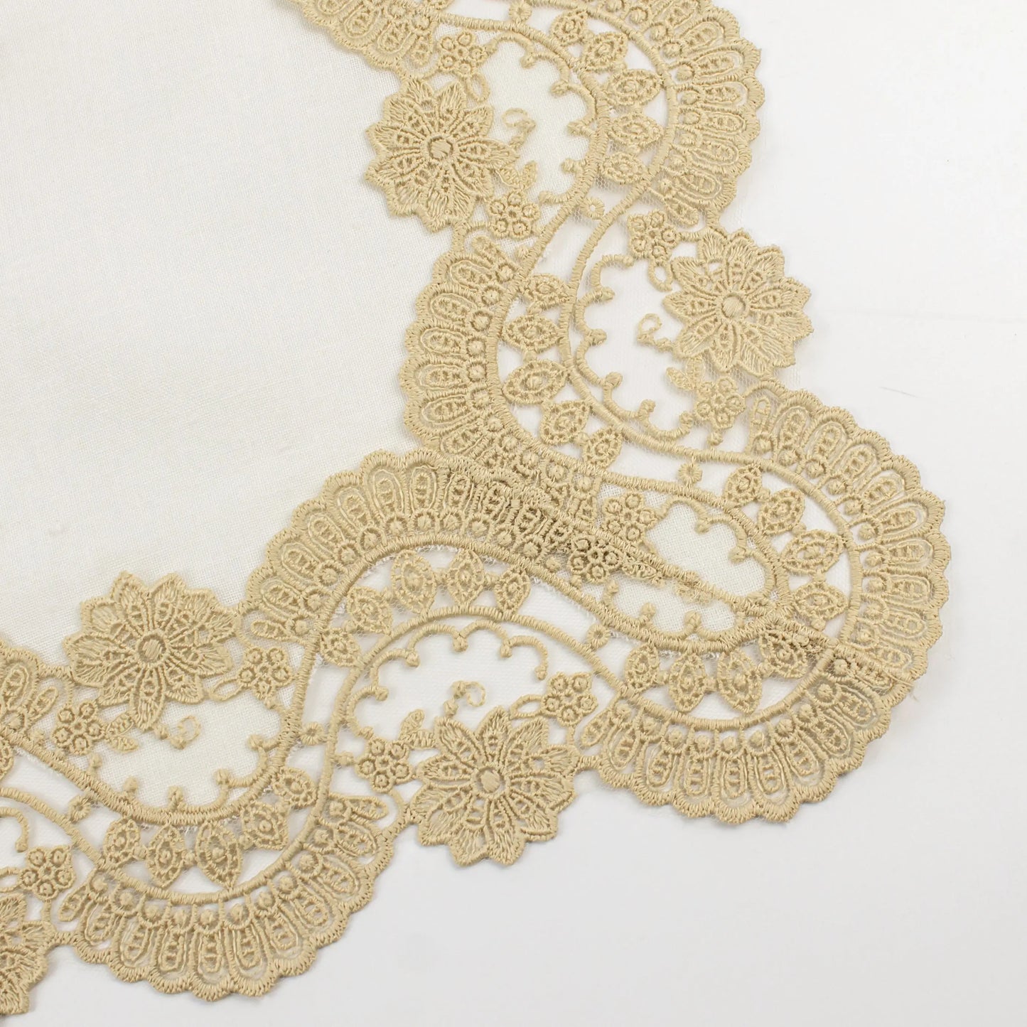 Linen Tray Cloth White with Cream Lace - Pieces SA