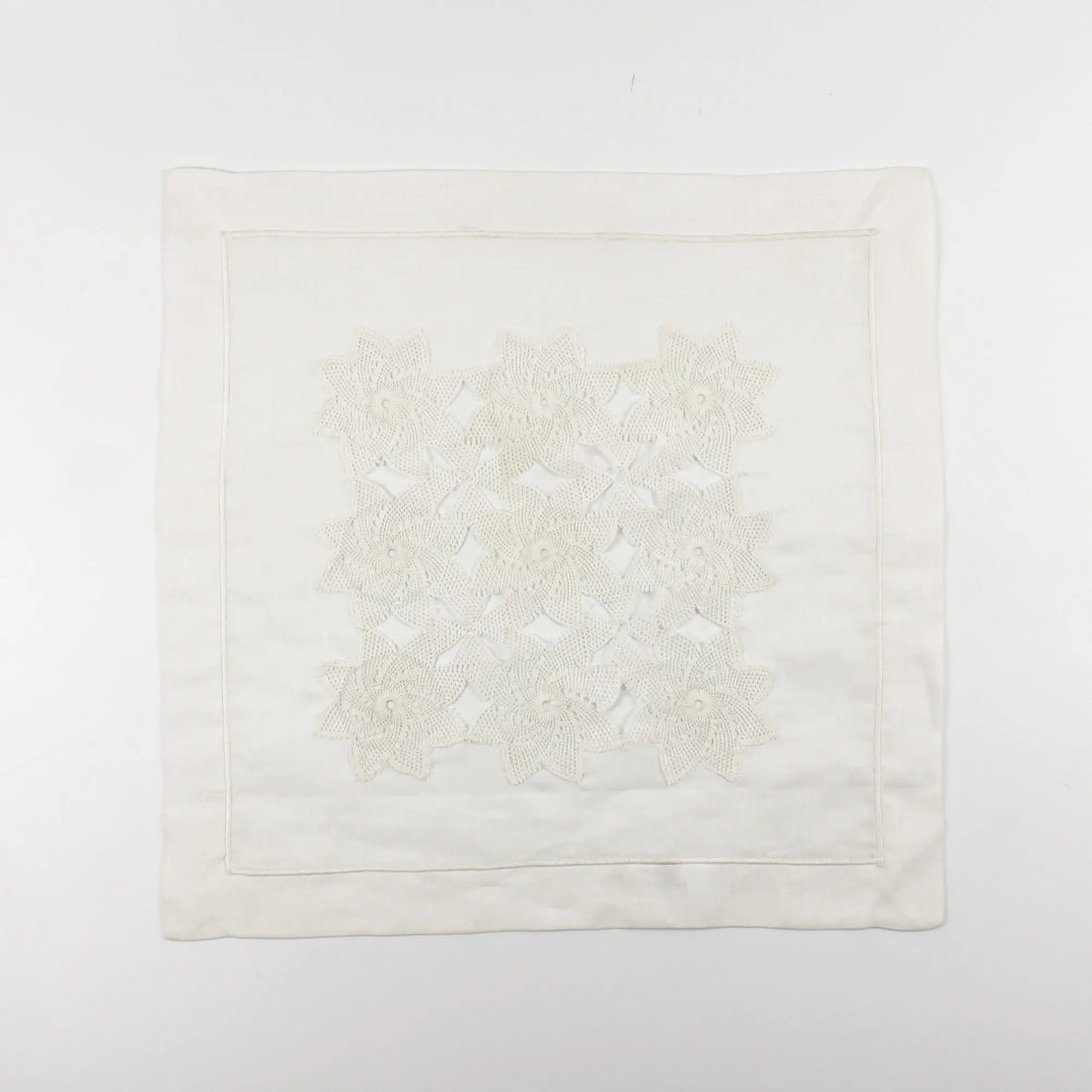 White Linen Cloth Square with Flowers - Pieces SA