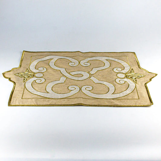 Damasque Beige Gold Linen Mat - Pieces SA
