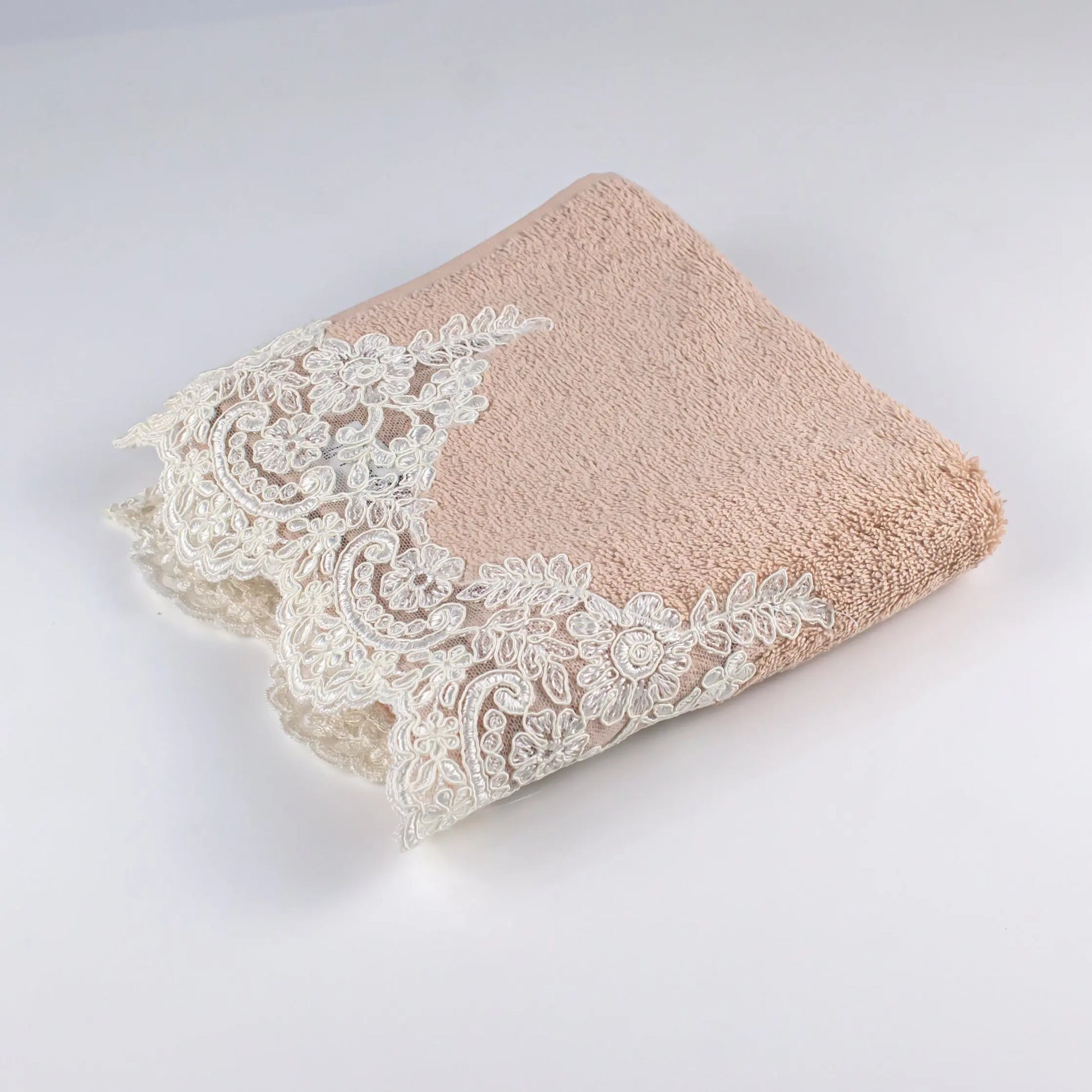 Face Towel Pink Ecru Lace - Pieces SA