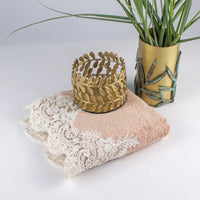 Load image into Gallery viewer, Face Towel Pink Ecru Lace
