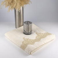 Load image into Gallery viewer, Bath Towel Cream Color Gold Lace
