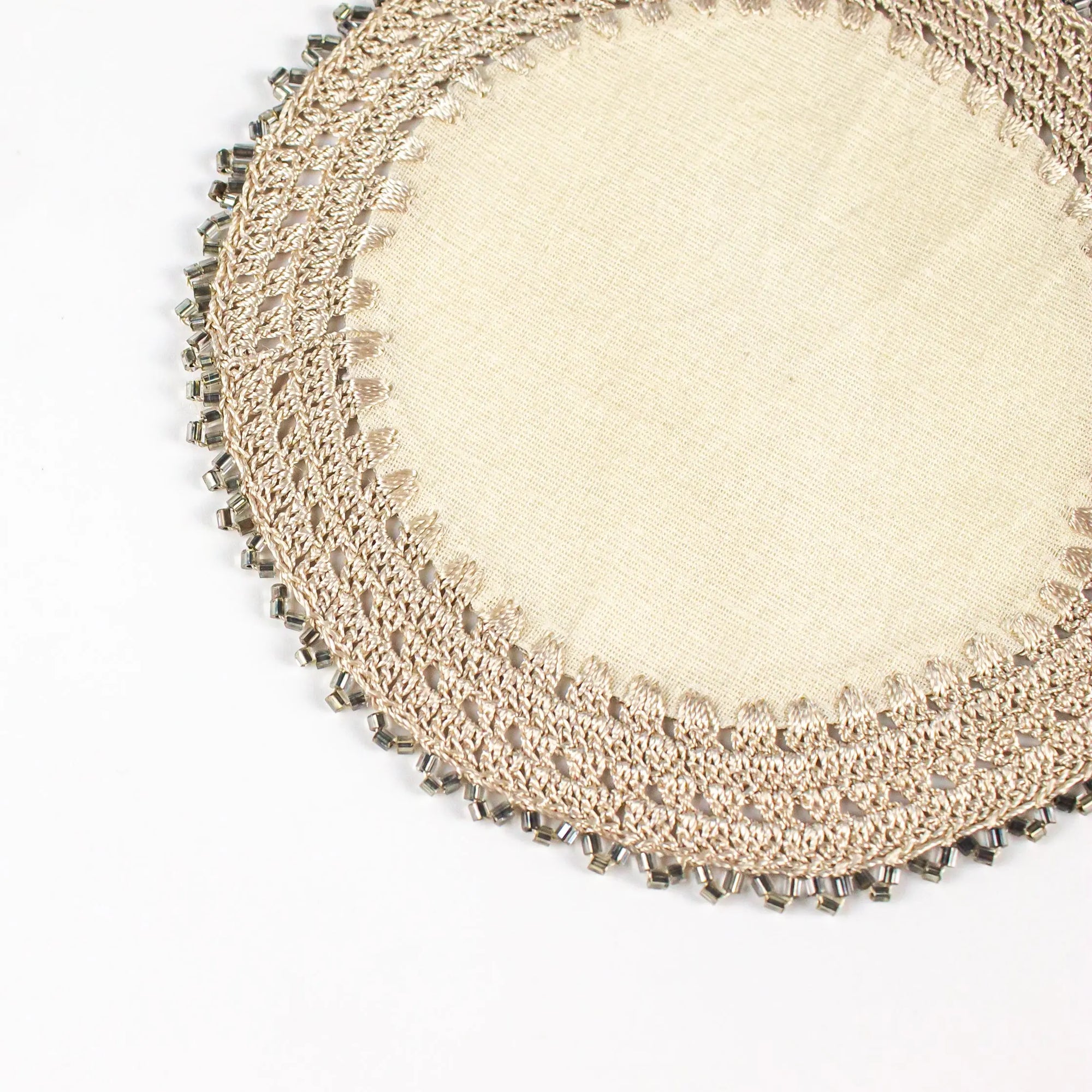 Crochet Tray Cloth Cream Round Small - Pieces SA