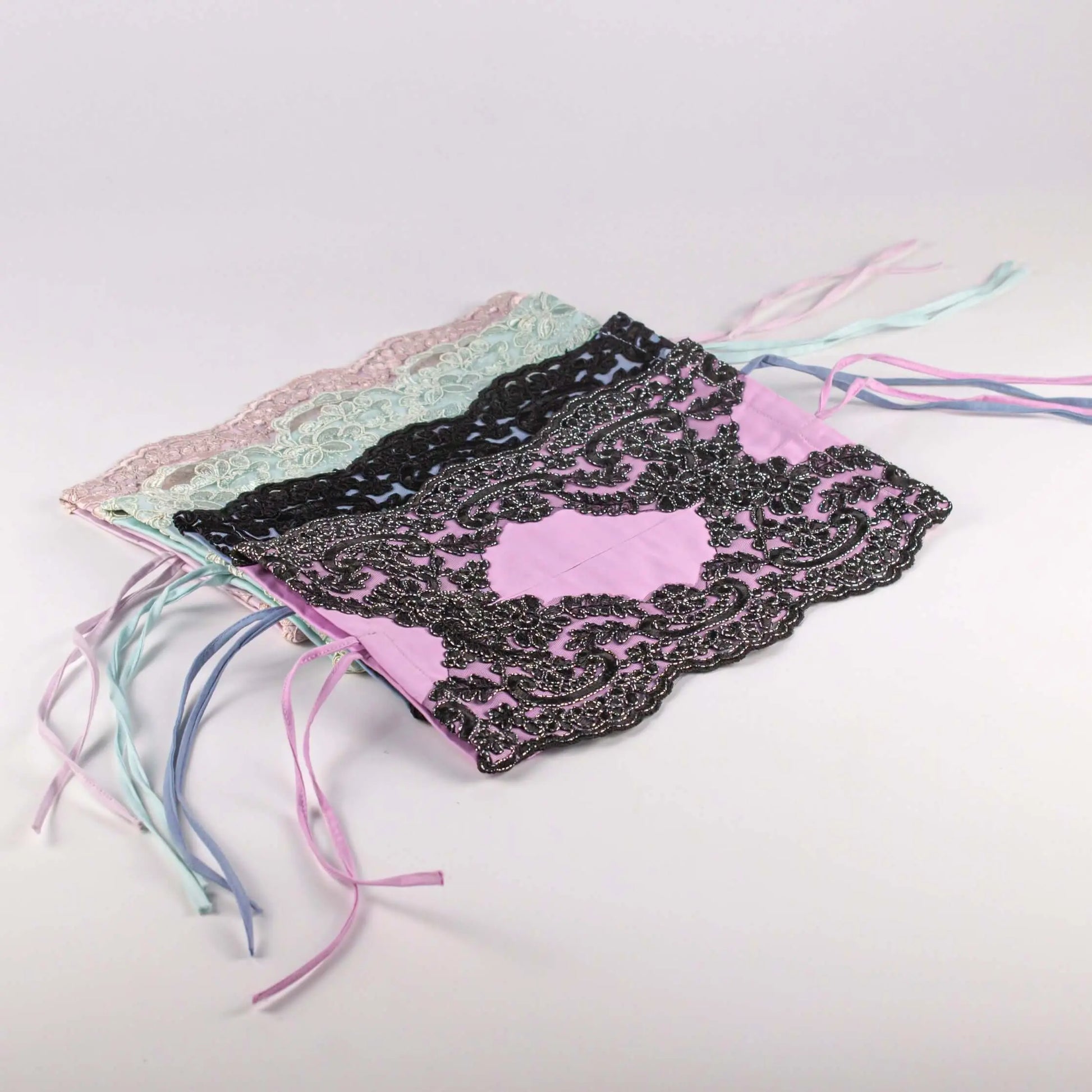 Soft Tissue Cover Purple with Black Lace Pieces Line