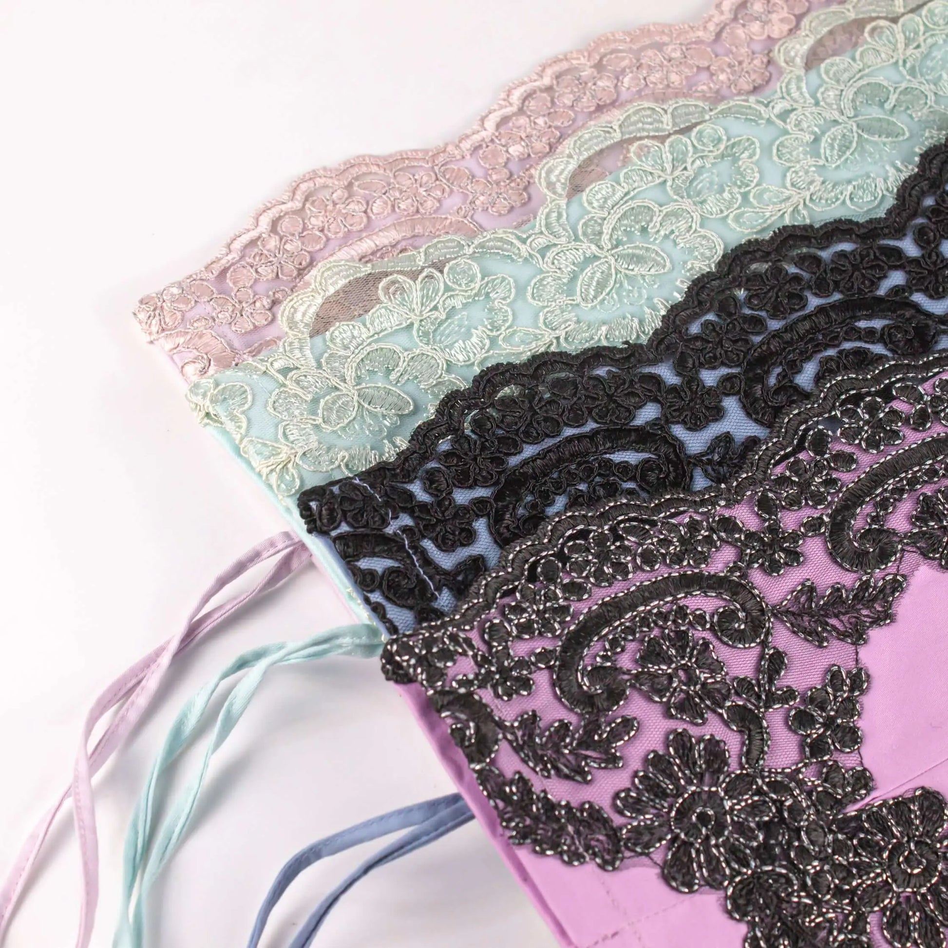 Soft Tissue Cover Purple with Black Lace Pieces Line