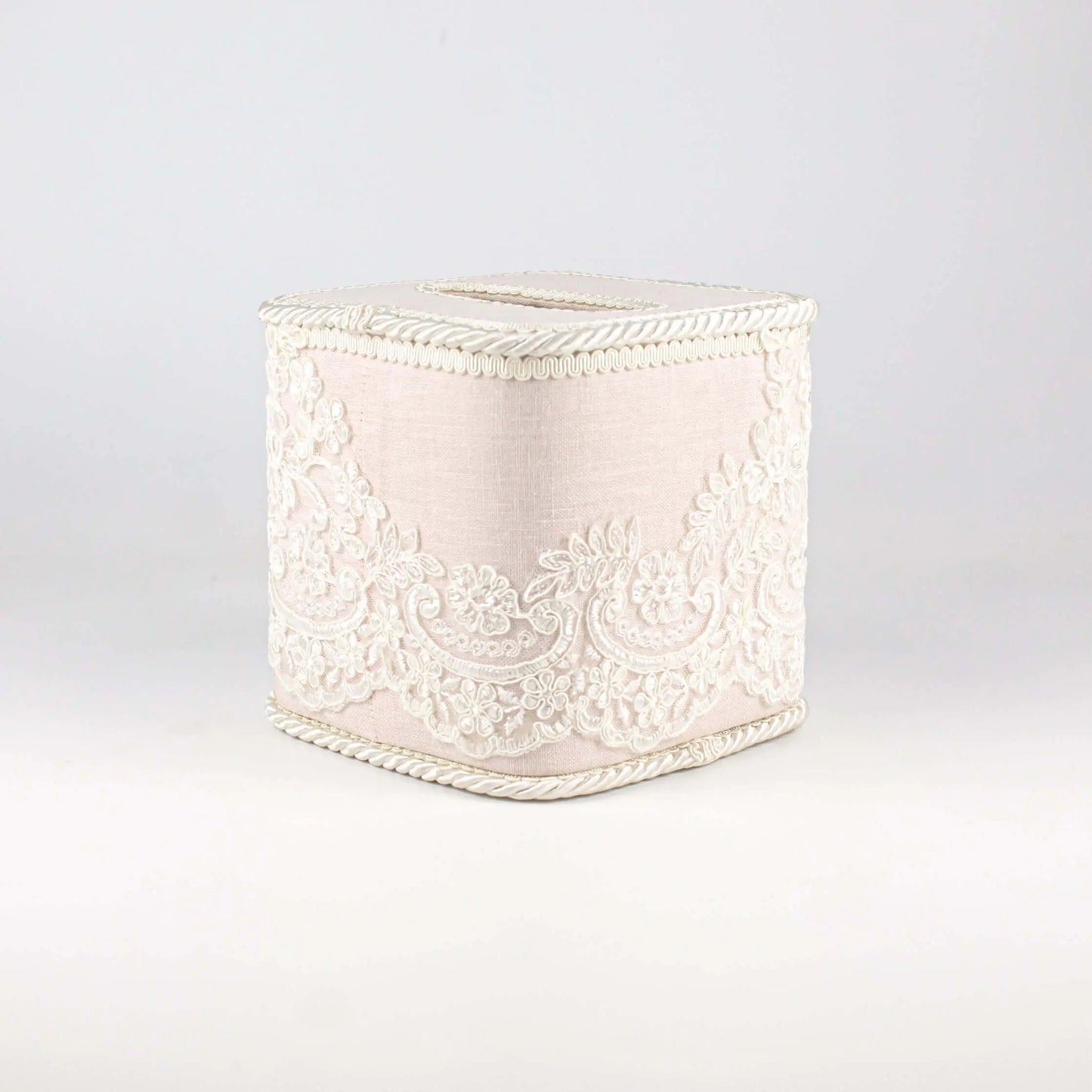 Tissue Box Square Pink with White Lace - Pieces SA