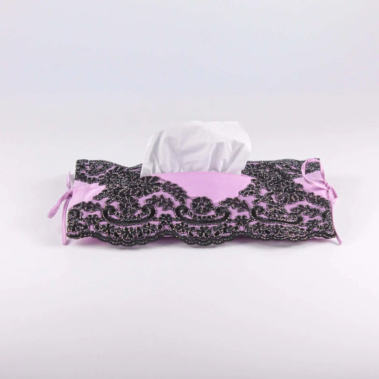 Soft Tissue Cover Purple with Black Lace Pieces Line