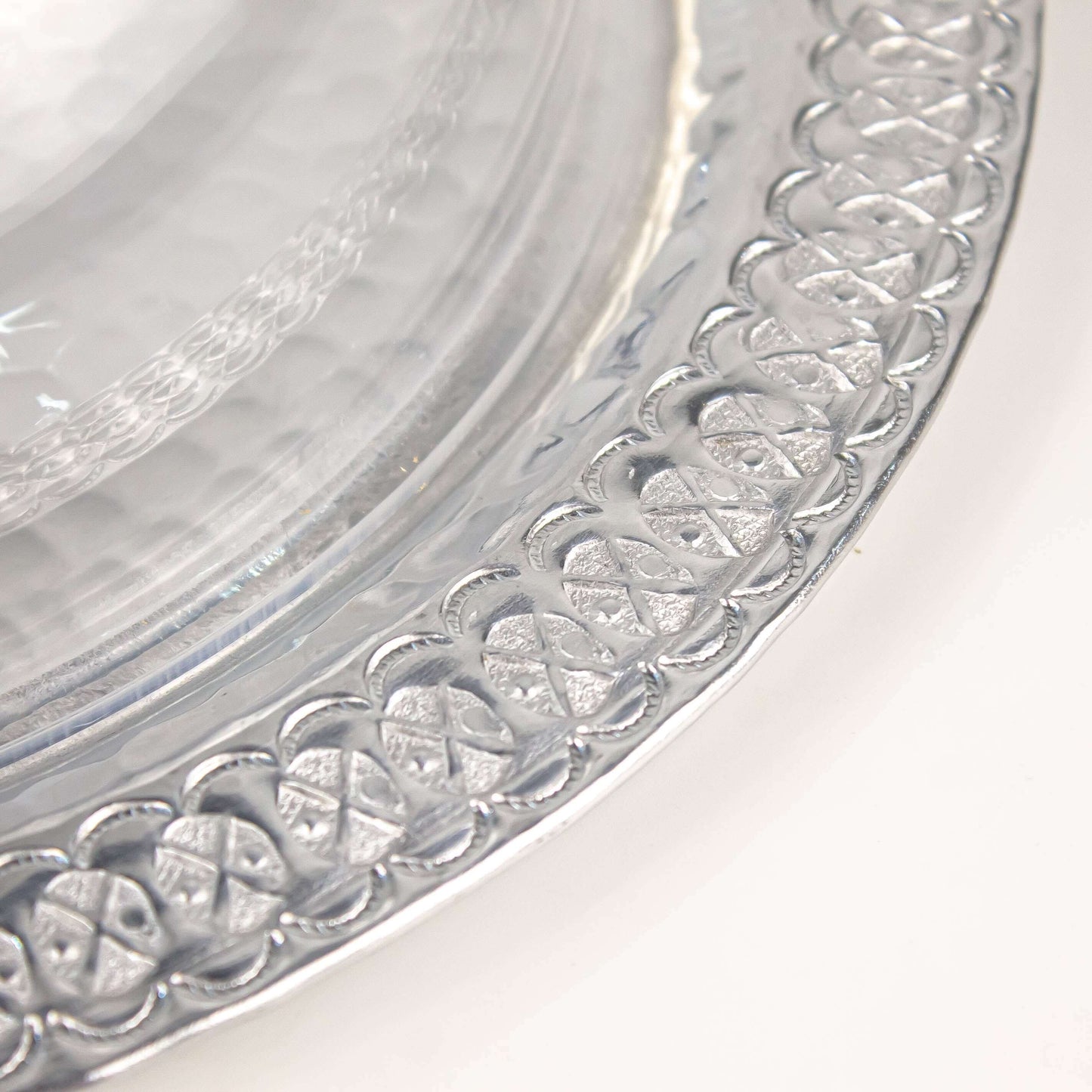 Round Silver Plate with Plexi Cover and Sadaf Handle - Pieces SA