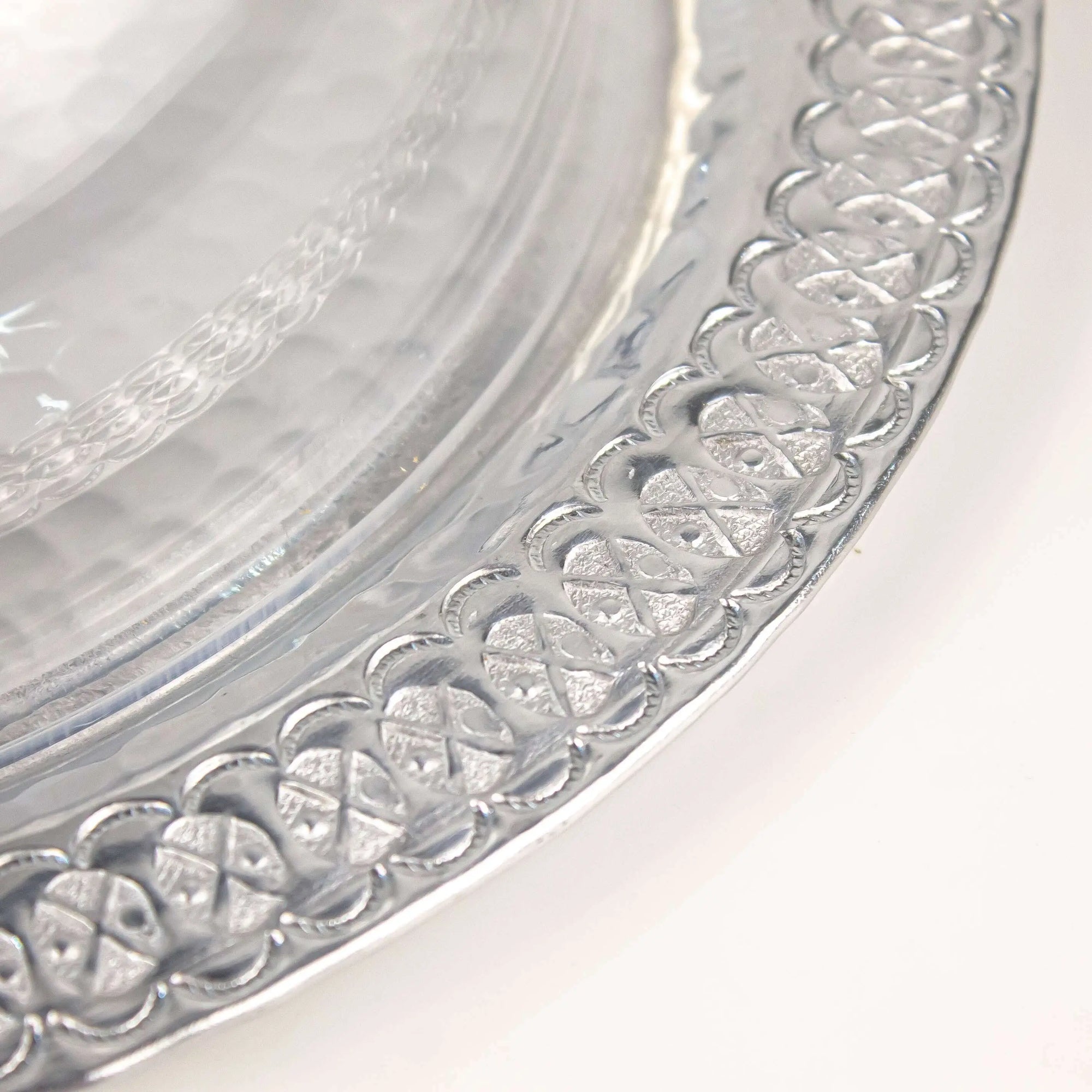 Round Silver Plate with Plexi Cover and Sadaf Handle - Pieces SA